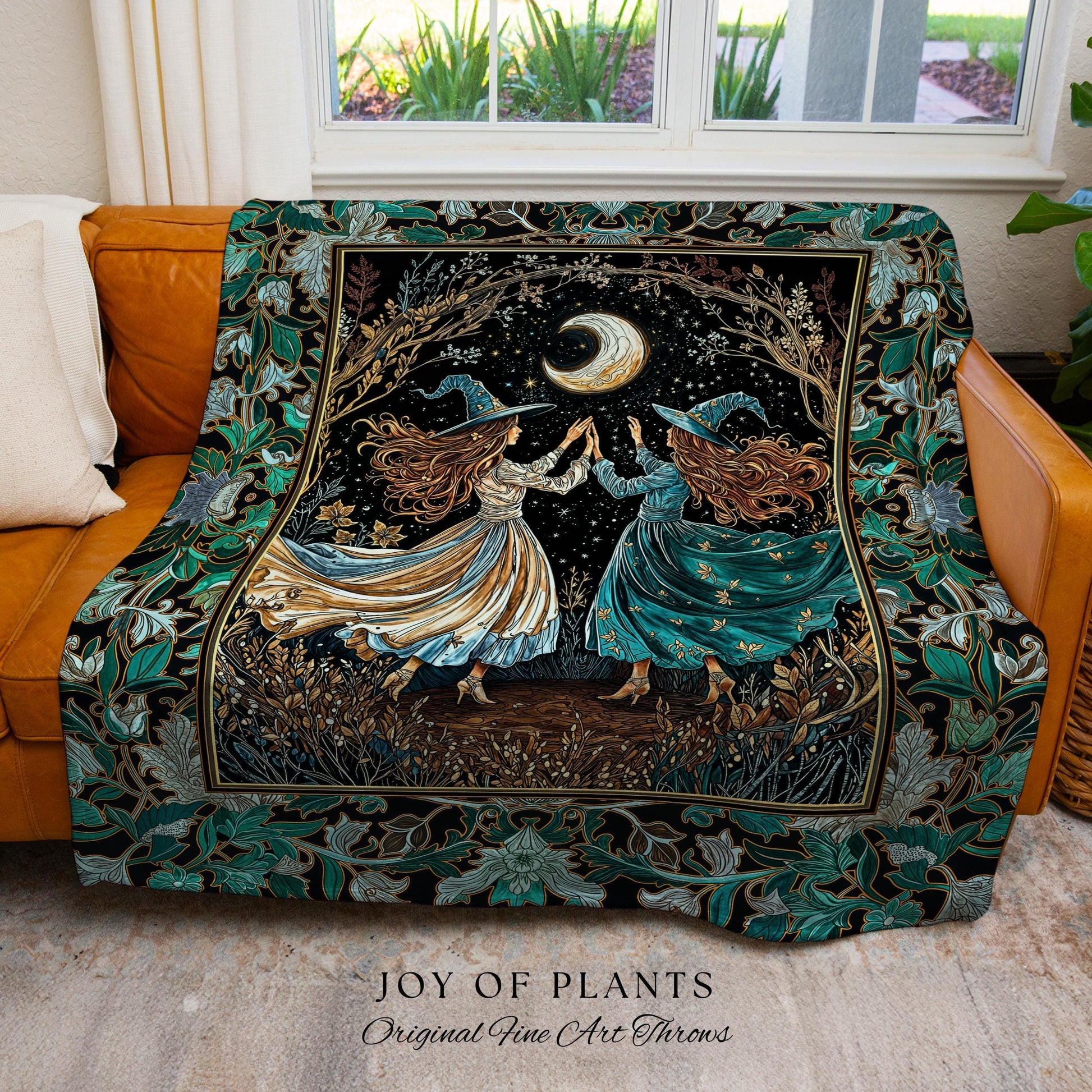 Dark Botanical Witchy Fairycore Blanket | Moody Colors Mystic Aesthetic Wiccan Home Decor Cozy Autumn Aesthetic Whimsigoth Woven Tapestry |