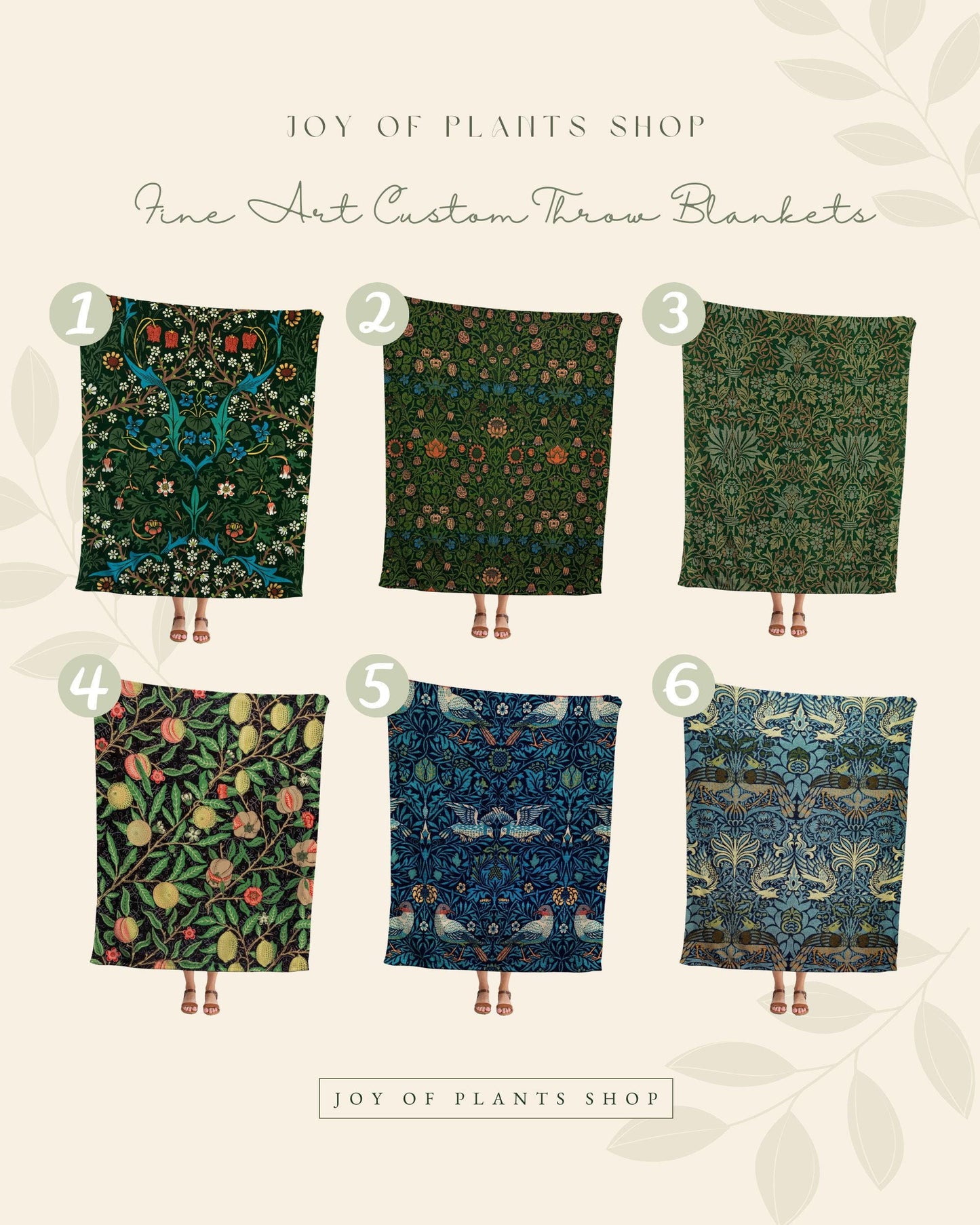 William Morris Wall Tapestry | William Morris Tapestry Forest Green Blanket | William Morris Print Woven Blanket | Green Throw Blanket Woven