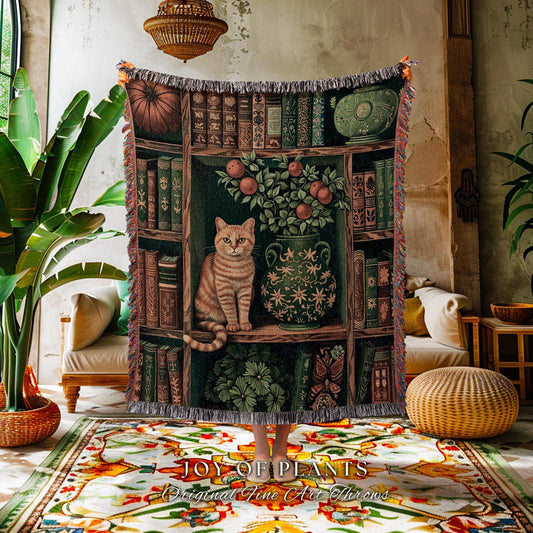Rustic Aesthetic Bookshelf Tapestry | Medieval Wall Hanging Botanical Home Decor Victorian Goth Woodland Blanket Whimsigothic Reading Corner