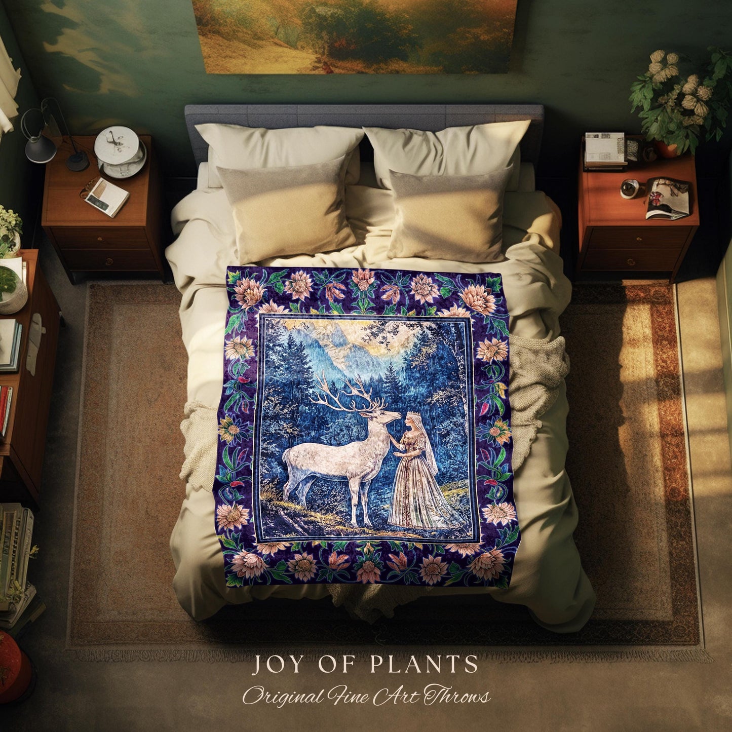 Woodland Renaissance Rustic Tapestry | Royal Elegance Woven Throw Blanket Storybook Fantasy Aesthetic Woven Wall Art Vintage Princesscore |