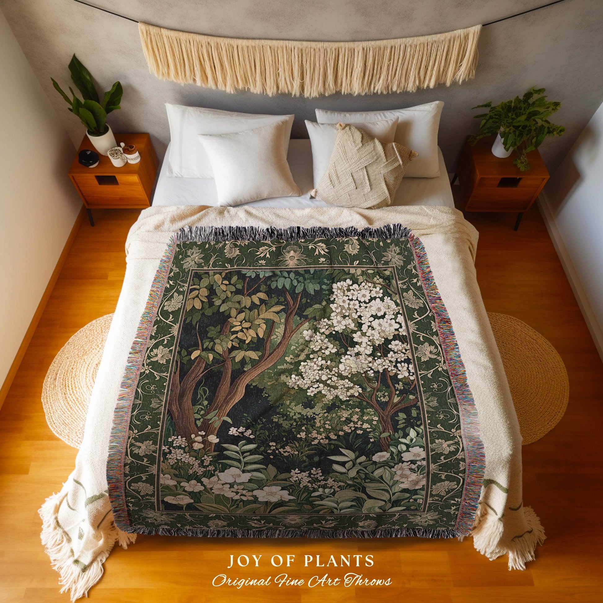 Wildflower Meadow Botanical Tapestry Blanket Fairy Inspired Bedroom | Cottagecore Folklore Decor Ethereal Aesthetic Bohemian Fairycore Throw