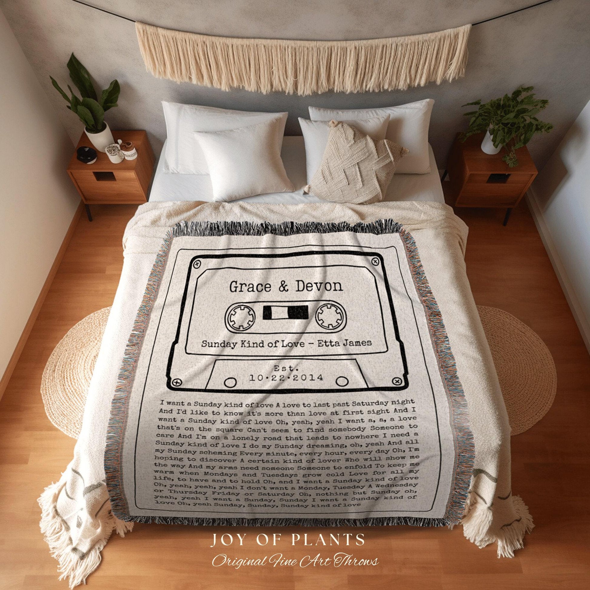 Our Song Custom Lyric Blanket Couples Tapestry Woven | Meaningful Anniversary Gift Personalized | Couples Blanket Custom Wedding Song Lyrics