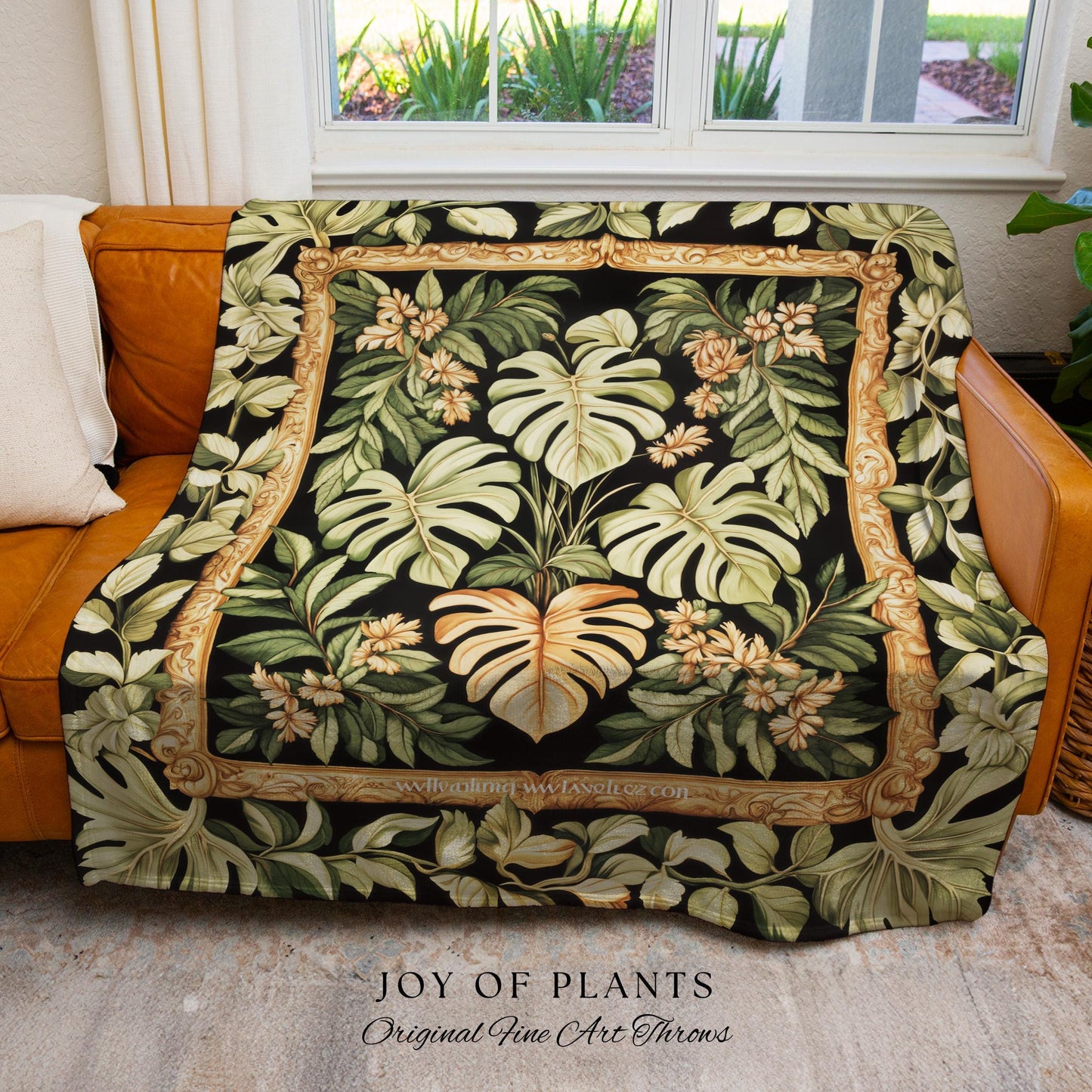 Forestcore Tropigoth Woven Blanket | Jungle Whimsy Dark Academia Bedroom Cottagecore Houseplant Lover Maximalist Tapestry Throw Botanical |