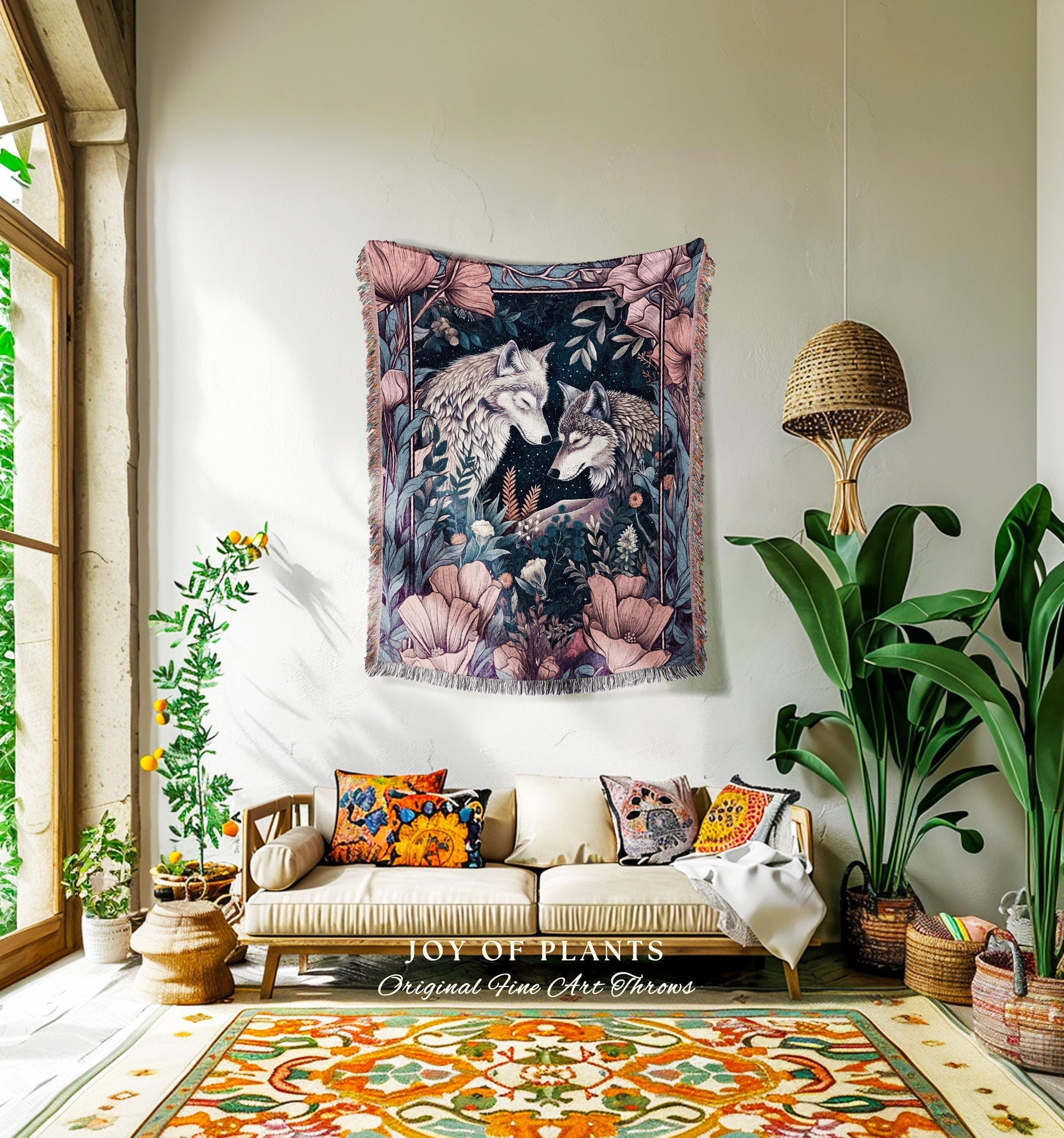 Amethyst Purple Forest Spirit Blanket | Ethereal Woodland Magical Wolf Woven Wall Tapestry Gift for Wolf Lover Ethereal Woods Maximalist |