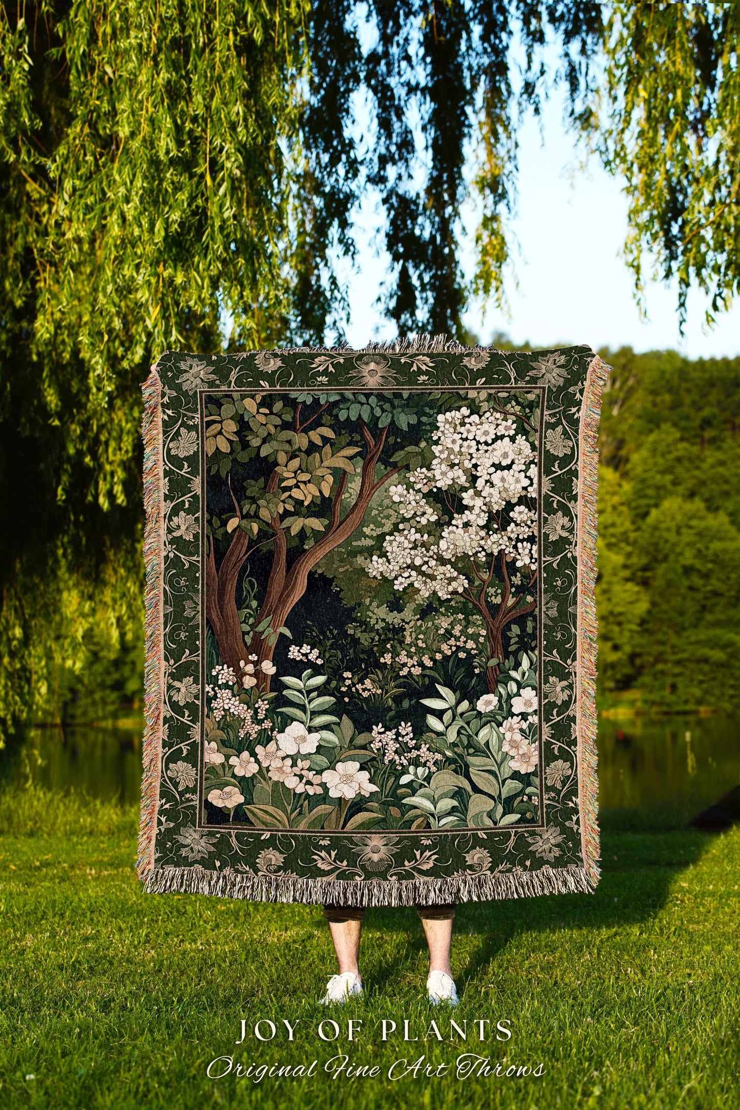 Wildflower Meadow Botanical Tapestry Blanket Fairy Inspired Bedroom | Cottagecore Folklore Decor Ethereal Aesthetic Bohemian Fairycore Throw