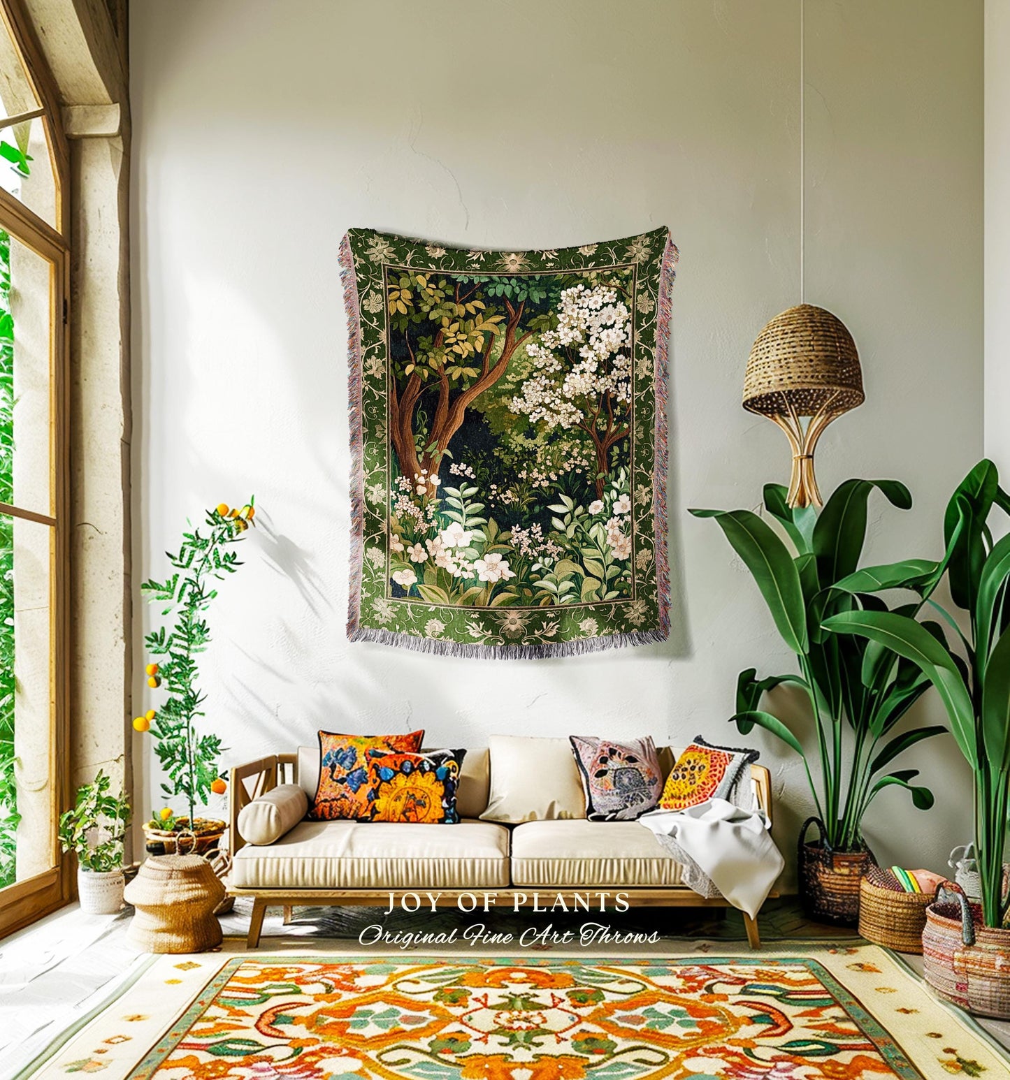 Wildflower Meadow Botanical Tapestry Blanket Fairy Inspired Bedroom | Cottagecore Folklore Decor Ethereal Aesthetic Bohemian Fairycore Throw