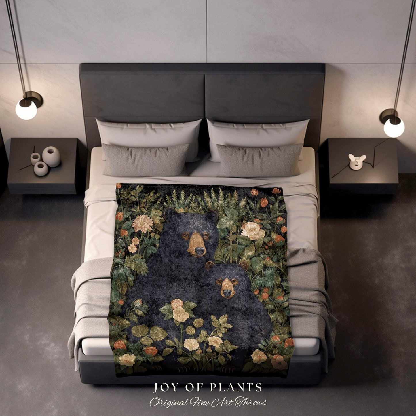 Bear Blanket Woven Tapestry | Woven Fringe Blanket Tapestry William Morris Tapestry Morris Decor Bear Couple Blanket Woodland Cottagecore |