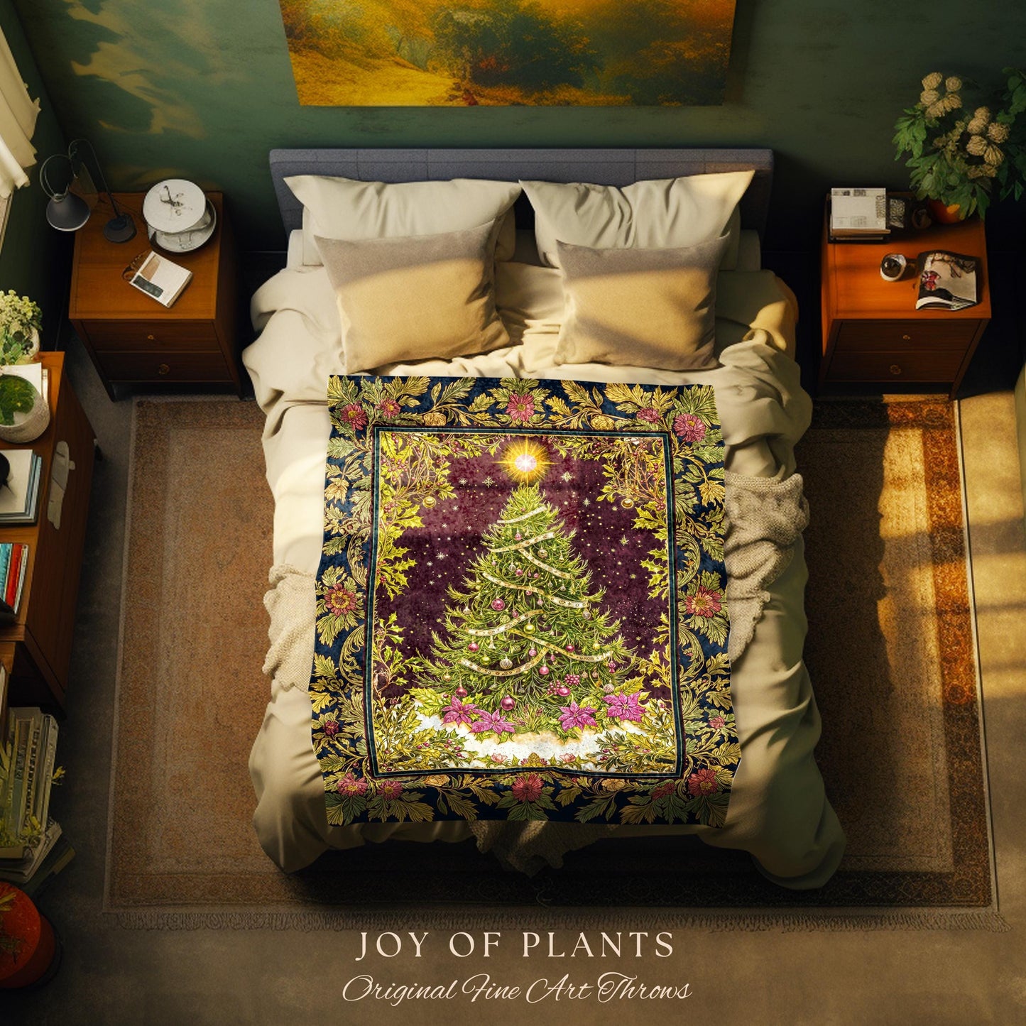 Wintertime Wonder Rustic Tree Tapestry | Vintage Holiday Cozy Cottagecore Decor Merry & Bright Cozy Winter Throw Boho Woven Festive Artwork