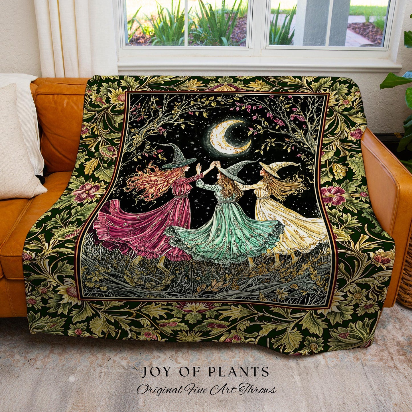 Cozy Autumn Halloween Blanket | Cottagecore Witch Throw Wiccan Fairytale Mystic Woven Wall Tapestry Moody Maximalism Macabre Dark Academia |