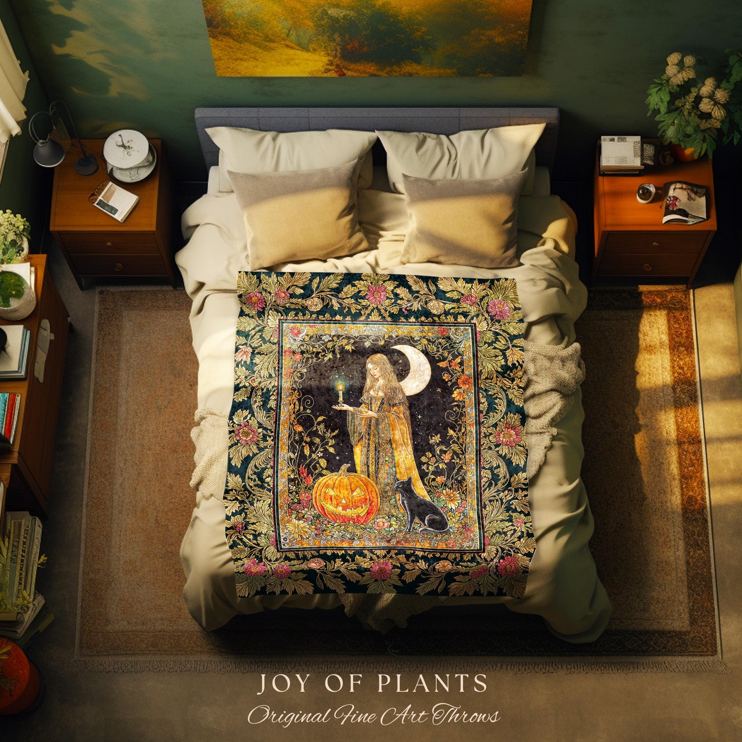 Season of the Witch Bohemian Blanket | Magical Medieval Woven Wall Tapestry Occult Gothic Home Decor Enchanted Academia Folklore Aesthetic |