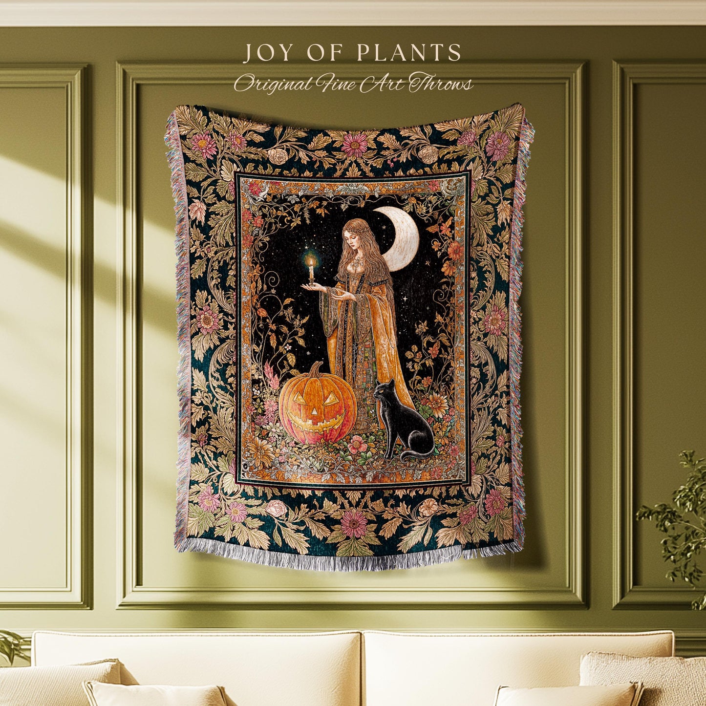 Season of the Witch Bohemian Blanket | Magical Medieval Woven Wall Tapestry Occult Gothic Home Decor Enchanted Academia Folklore Aesthetic |