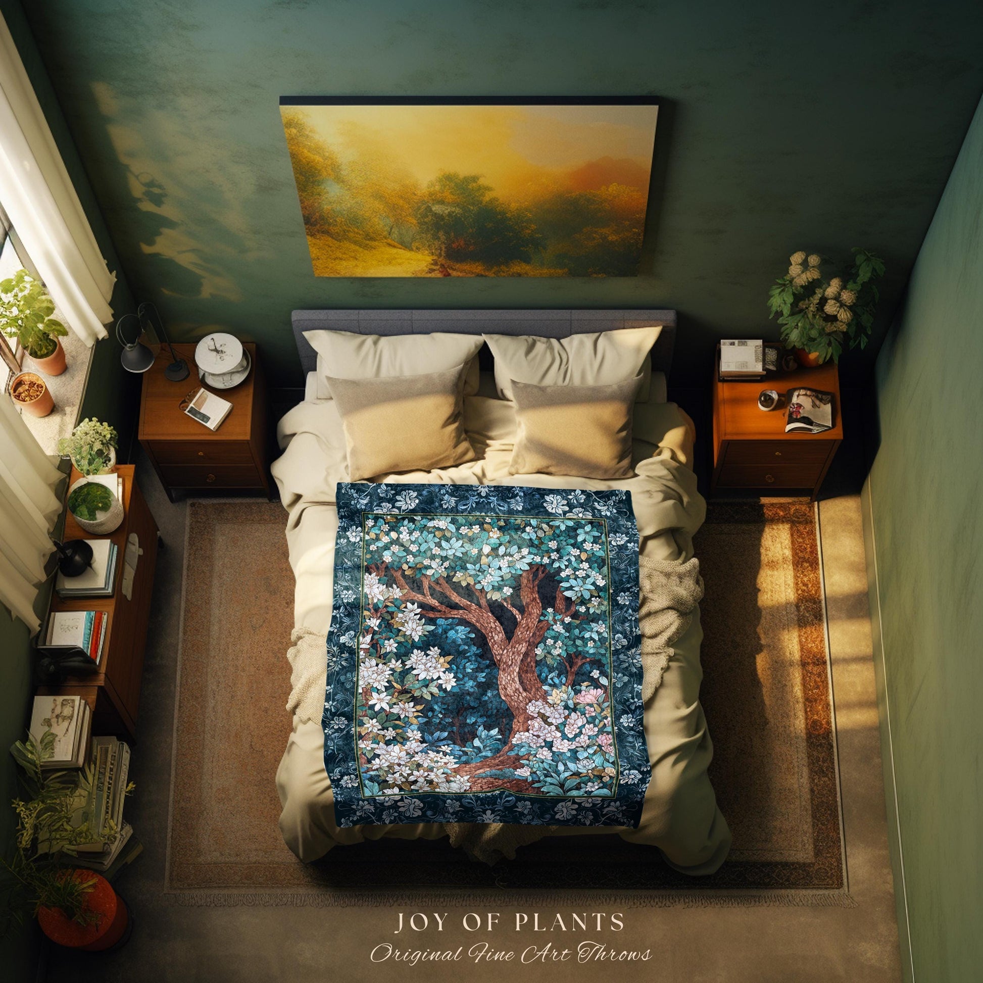 Bohemian Tree Tapestry Blanket Magical Aesthetic Folklore Forest Ethereal Throw | Nature Inspired Woodland Magic Wildflower Fairycore Decor