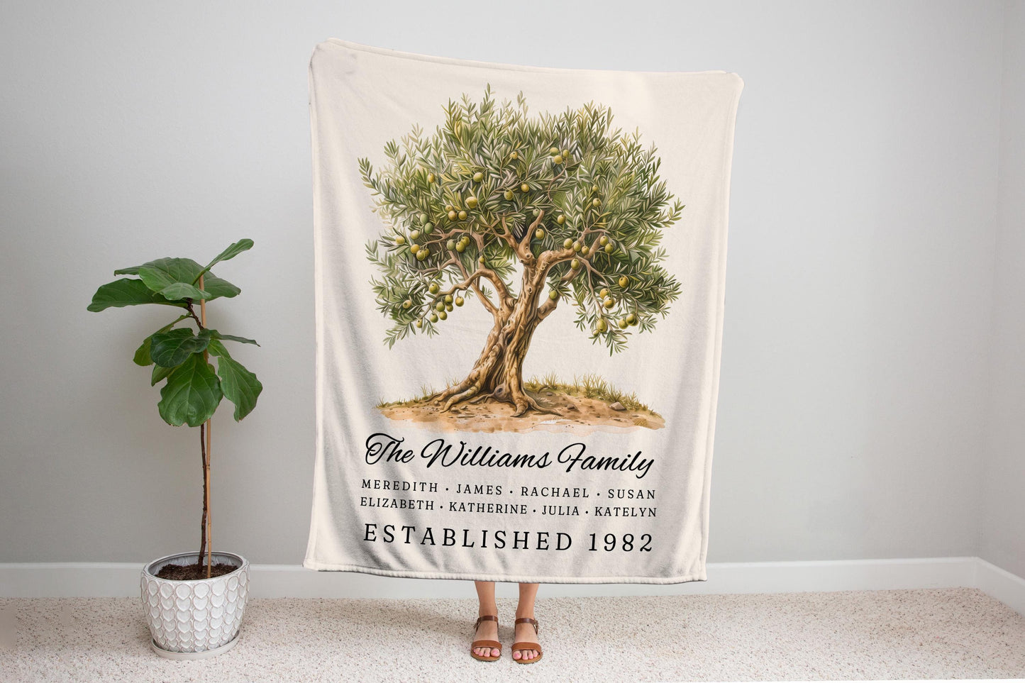 Rustic Family Name Tapestry Custom | Sentimental Family Heritage Personalized Housewarming Gift Mother's Day Custom Blanket for Grandparents