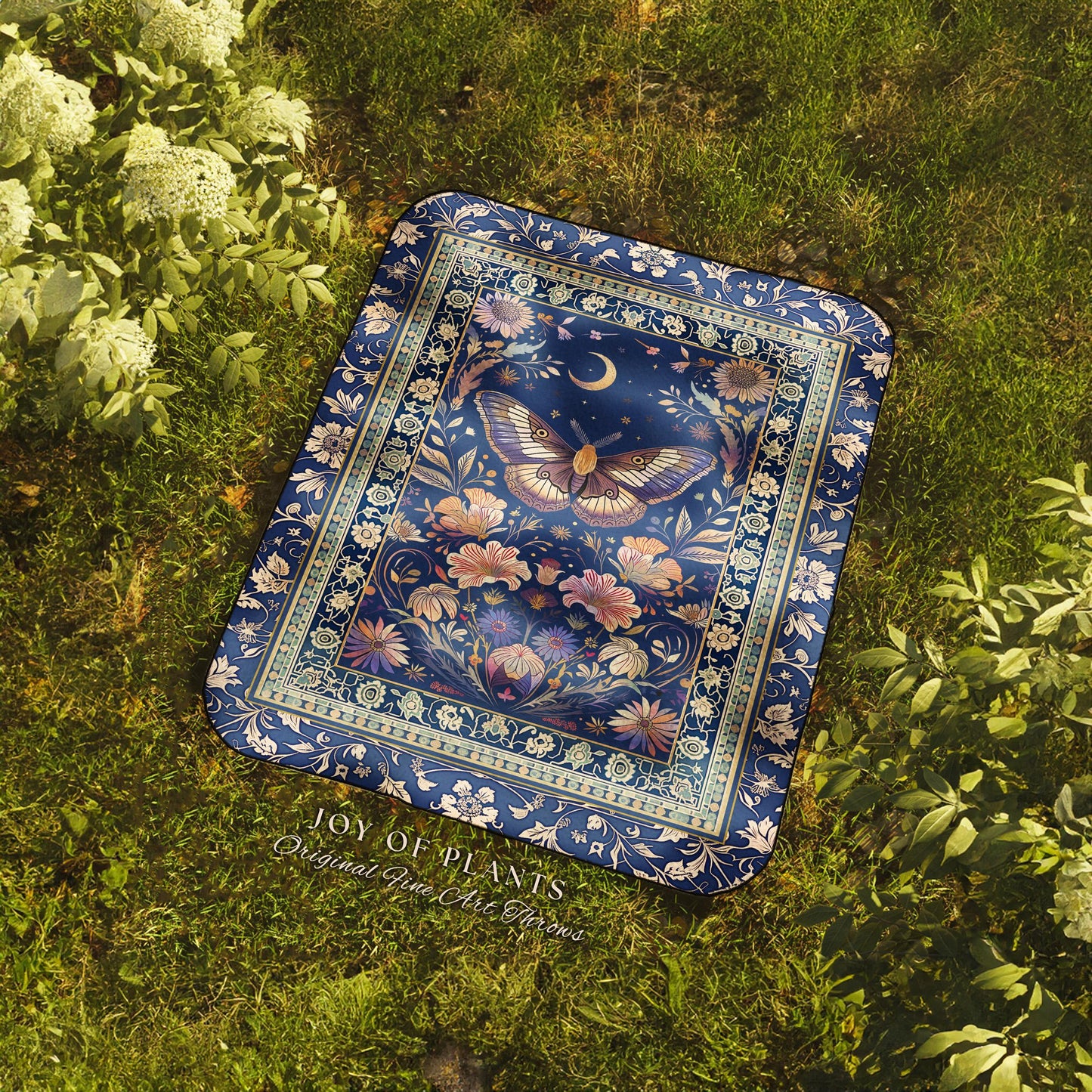 Amethyst Celestial Moth Blanket | Witchy Ethereal Bohemian Butterfly Coverlet Woven Tapestry Blanket Pea Flower Purple Dark Cottagecore Home