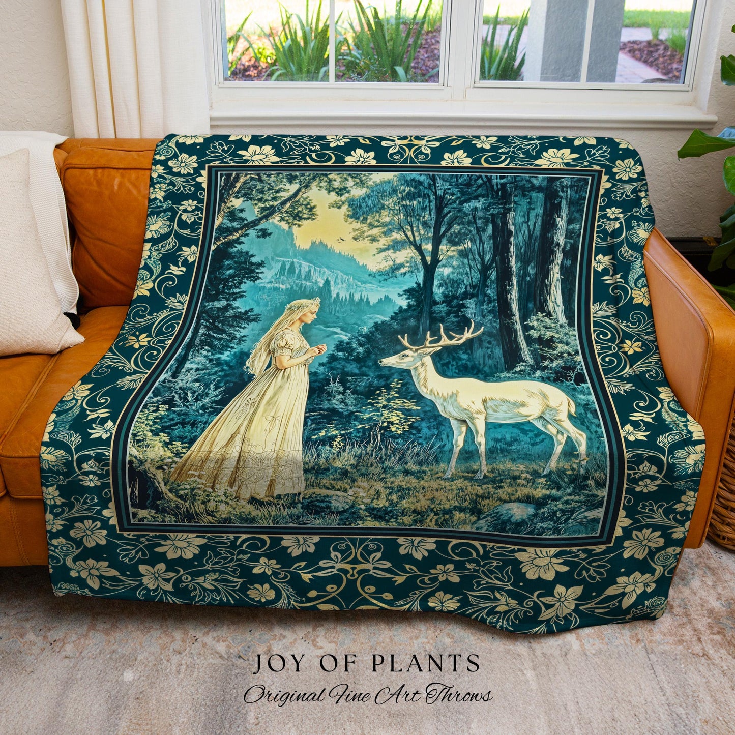 Mountain Goddess Ethereal Woven Tapestry | Woodland Folklore Nature Inspired Elegant Nature Throw Blanket Fantasy Cottagecore Medieval Style