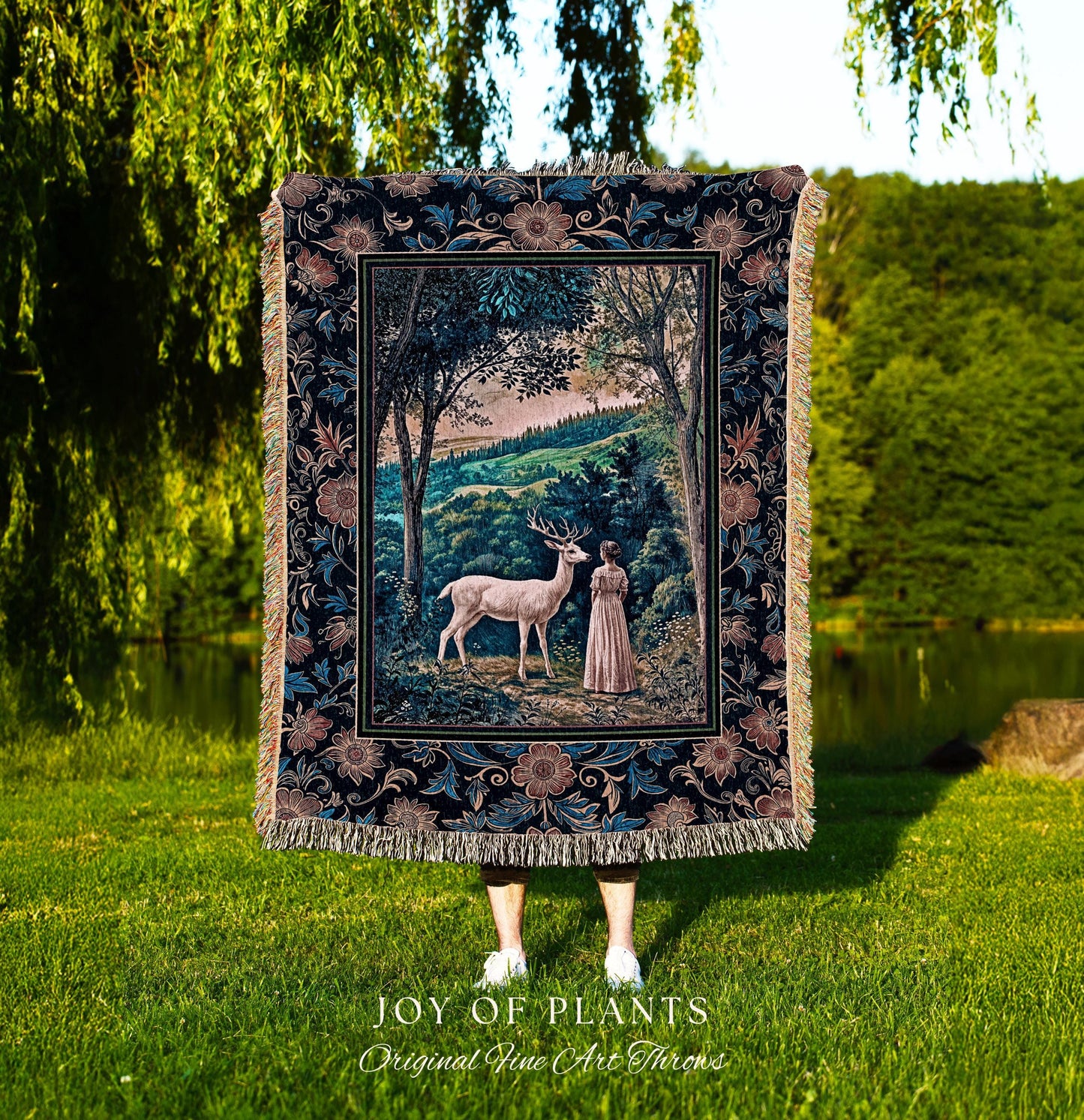 Romantic Landscape Storybook Tapestry | Fantasy Aesthetic Woven Wall Art Vintage Princess Blanket Whimsical Coquette Maximalist Renaissance