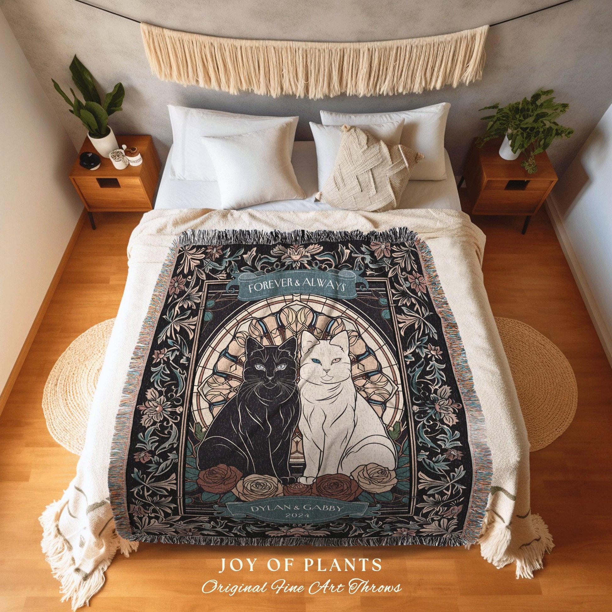 Romantic Keepsake Custom Woven Tapestry | Victorian Aesthetic Woven Blanket Custom His & Hers Gift for Couple Dark Academia Wedding Tapestry