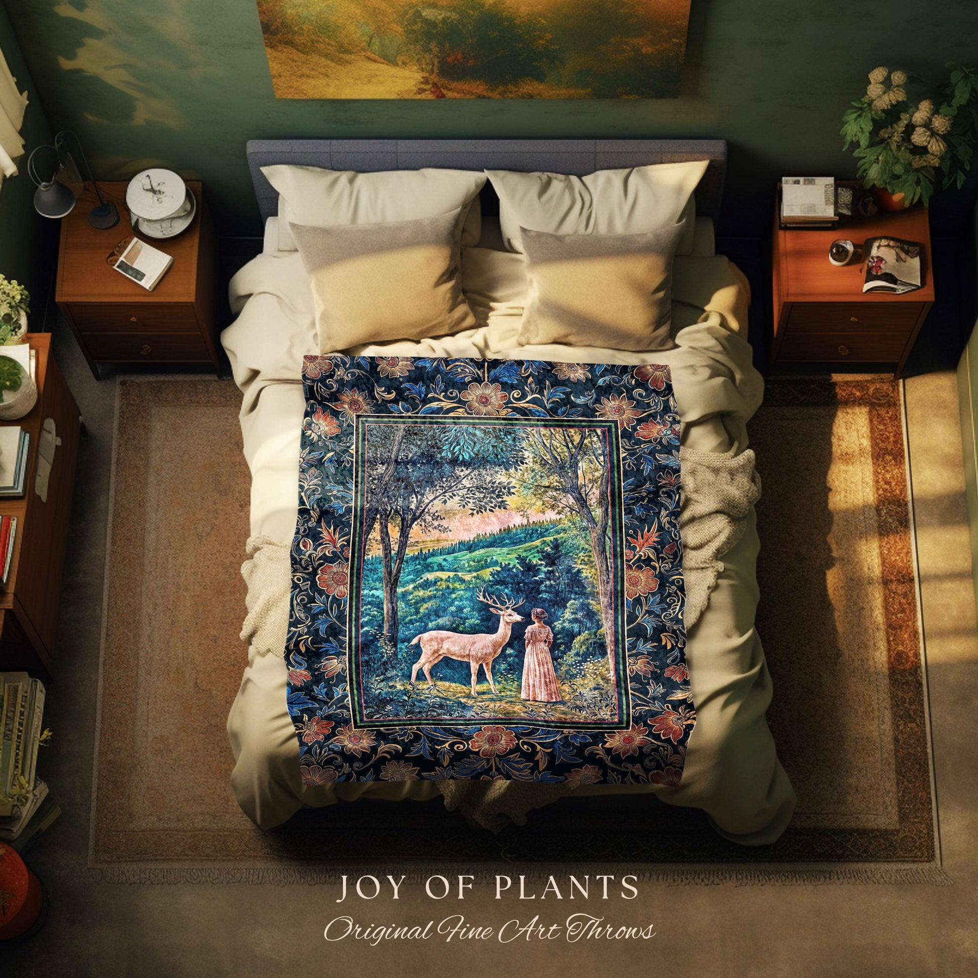 Romantic Landscape Storybook Tapestry | Fantasy Aesthetic Woven Wall Art Vintage Princess Blanket Whimsical Coquette Maximalist Renaissance