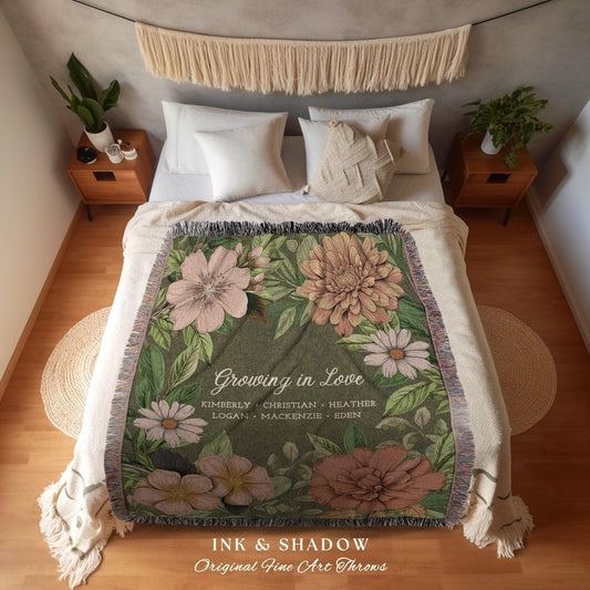 Mimi's Garden Birth Flower Blanket | Gift from Grandkids Custom Family Flower Blanket Personalized Custom Flower Throw Blanket Gift for Mom