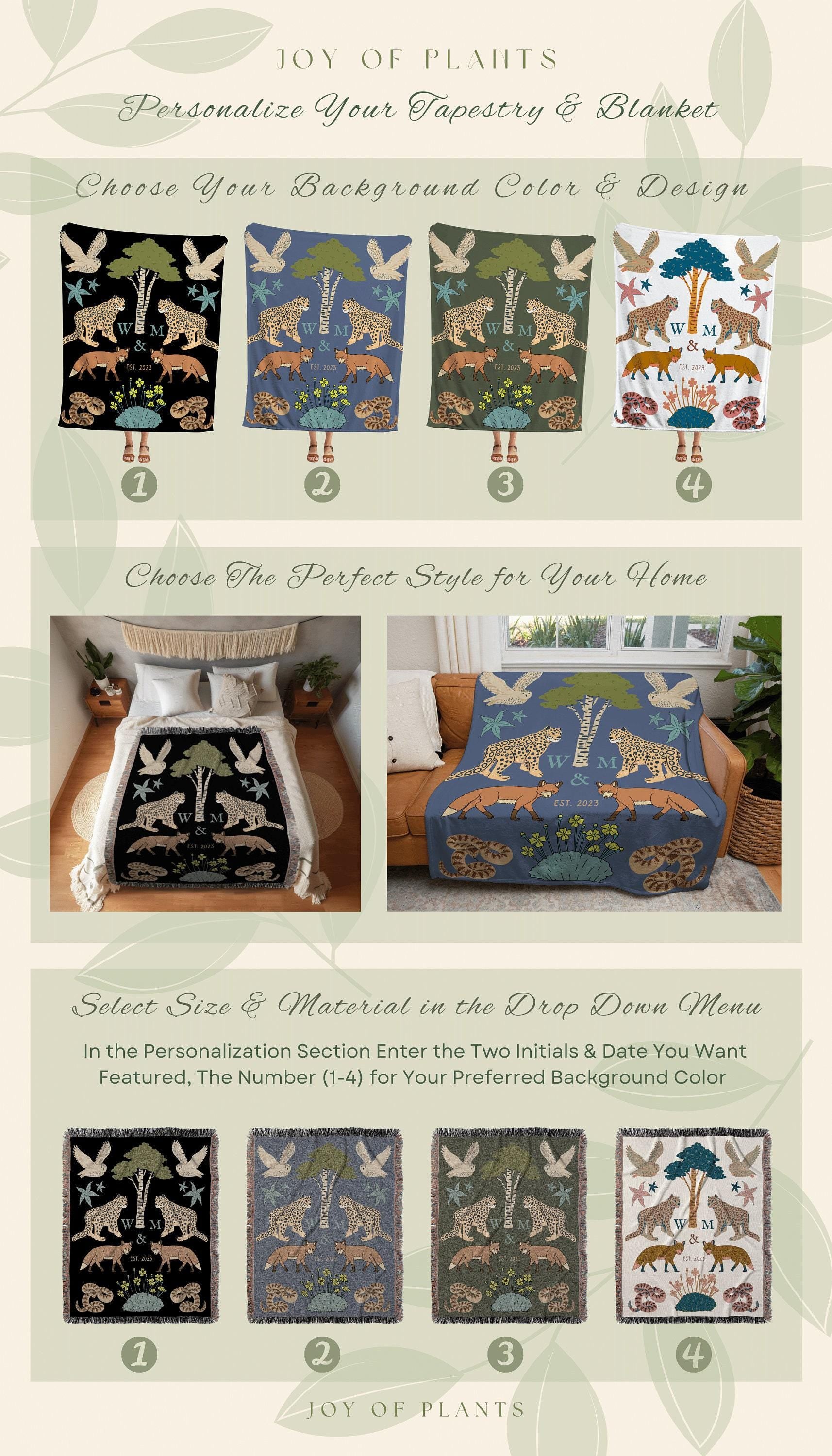 Minimalist Monogram Blanket Custom Anniversary Gift Cottagecore Wedding Initials Blanket Personalized Couples Gift Blanket Custom Tapestry |