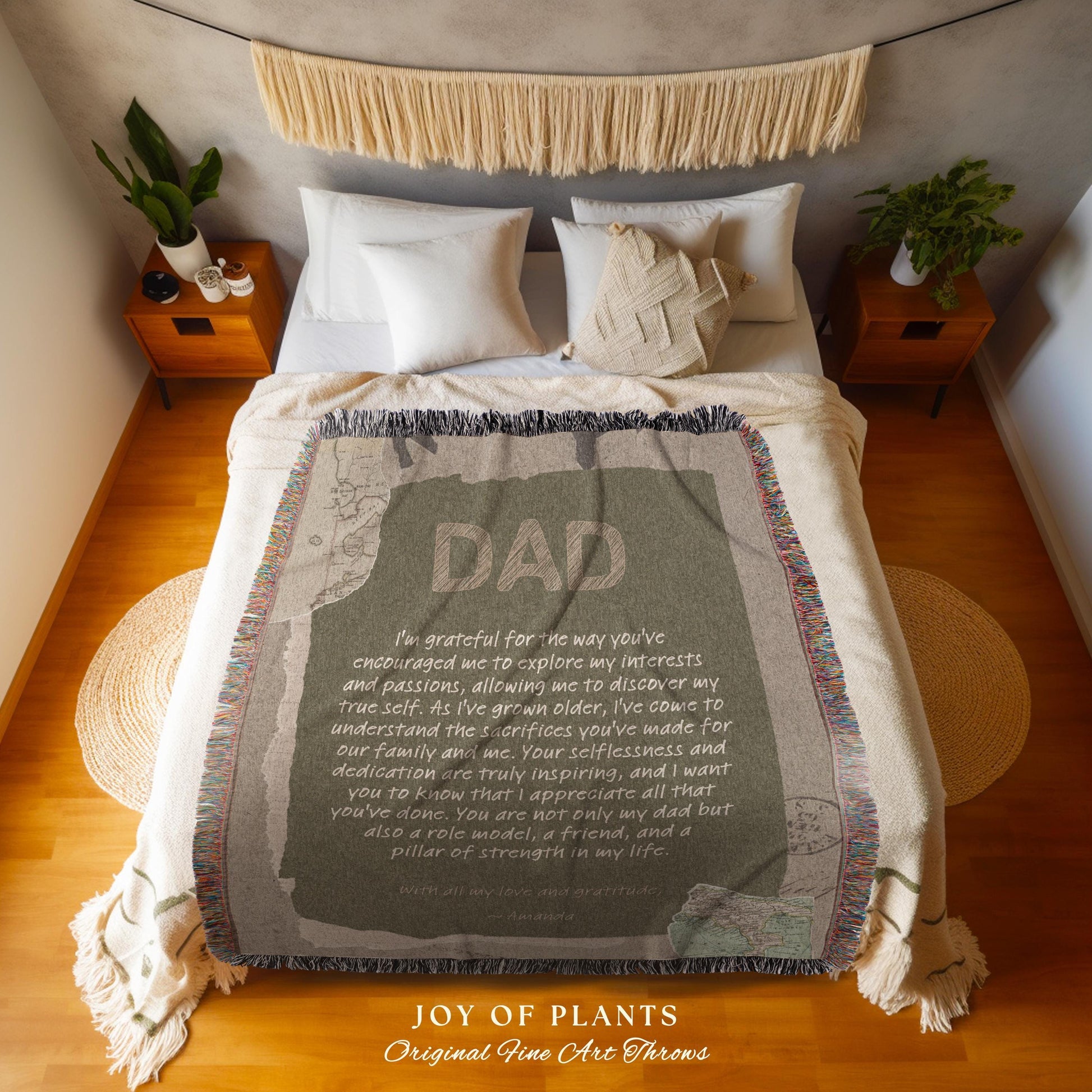 Letter to Dad Sentimental Custom Gift | Thoughtful Father's Day Personalized Woven Throw Meaningful Papa Custom Gift for Grandpa I Love You