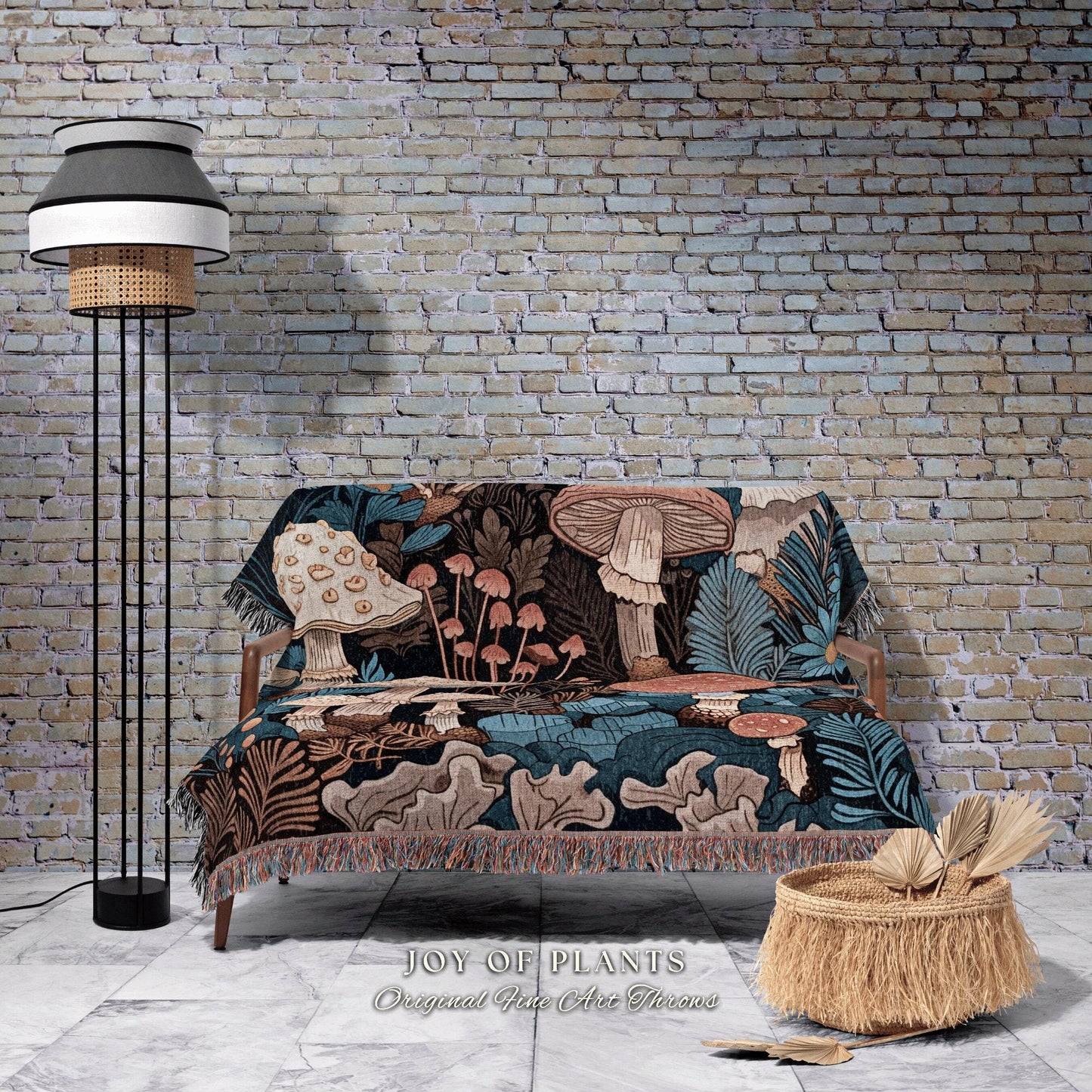 Cozy Mushroom Throw Blanket | Eclectic Throw for Mushroom Lover Gift Whimsical Room Design Reading Nook Maximalist Aesthetic Toadstool