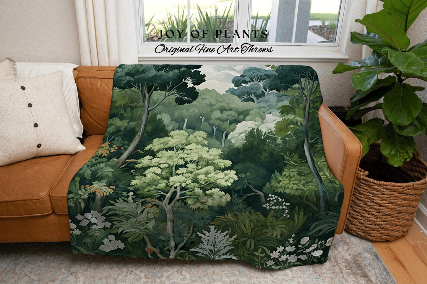Nature Throw Blanket Botanical | William Morris Inspired Throw Blanket Vintage Forestcore Woodland Aesthetic Decor Woven Throw Tree Tapestry