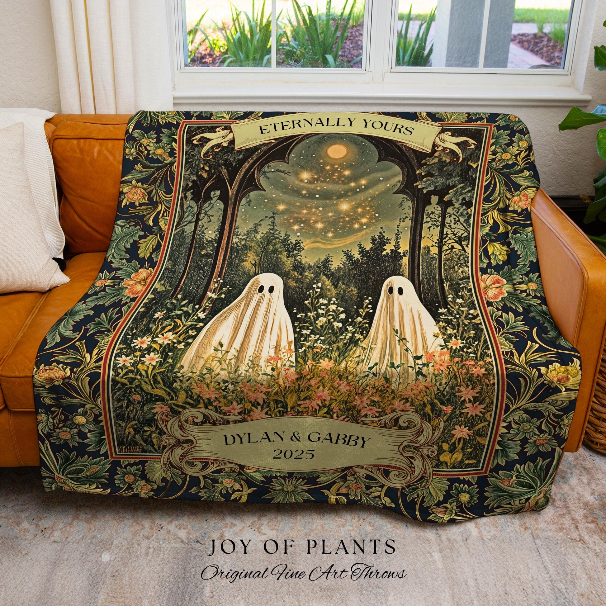 Moonlit Meadow Custom Spirits Blanket | Cozy Cottagecore Throw Haunted Gothic Couple Fall Wedding Whimsical Spooky Custom Anniversary Gift