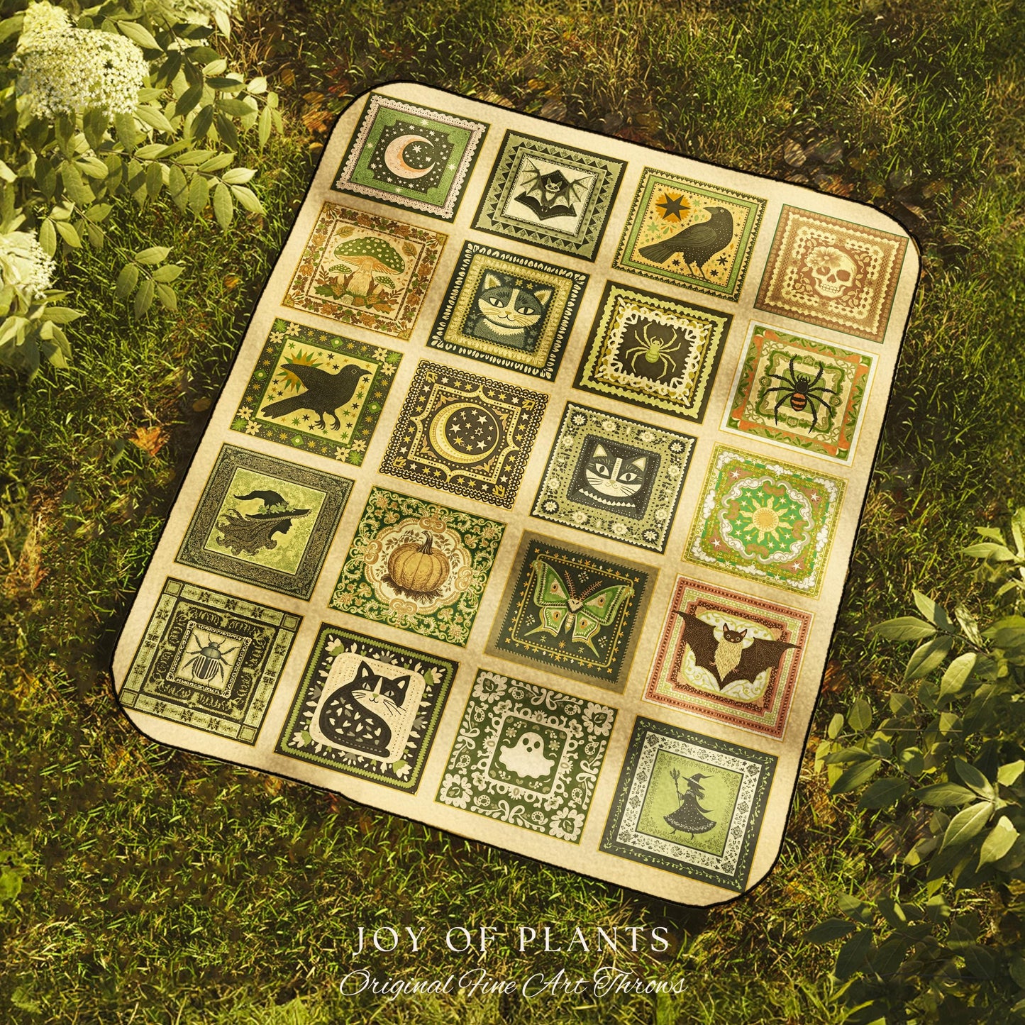 Boho Pastel Gothic Halloween Throw | Cozy Witchy Blanket Whimsigoth Bedroom Accent Witchcore Tapestry Gift Spooky Season Maximalist Decor |