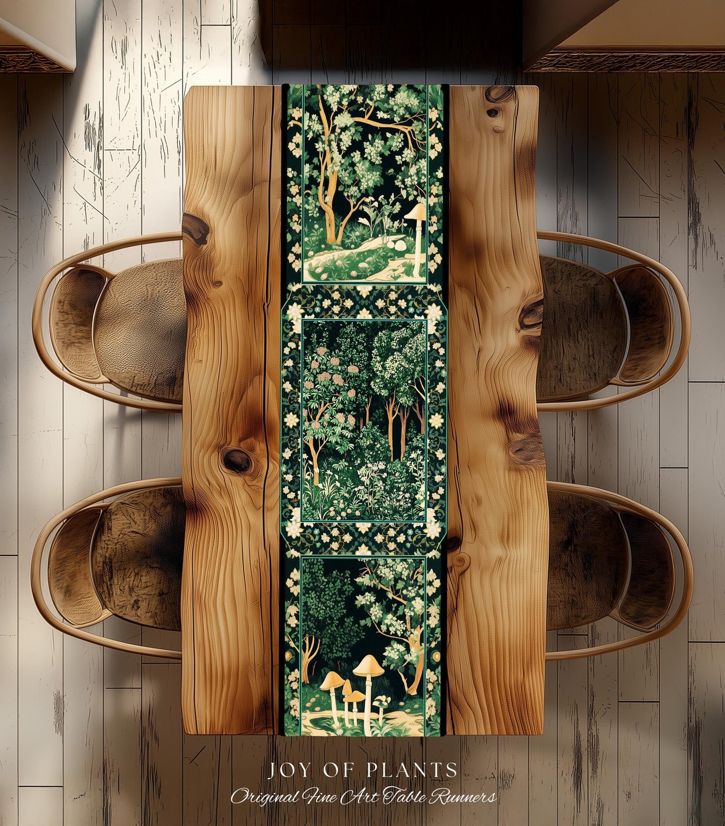 Dark Woodland Whimsical Forest Table Runner Whimsigothic Folklore Inspired Decor | Ethereal Academia Aesthetic Fairycore Dining Room Floral