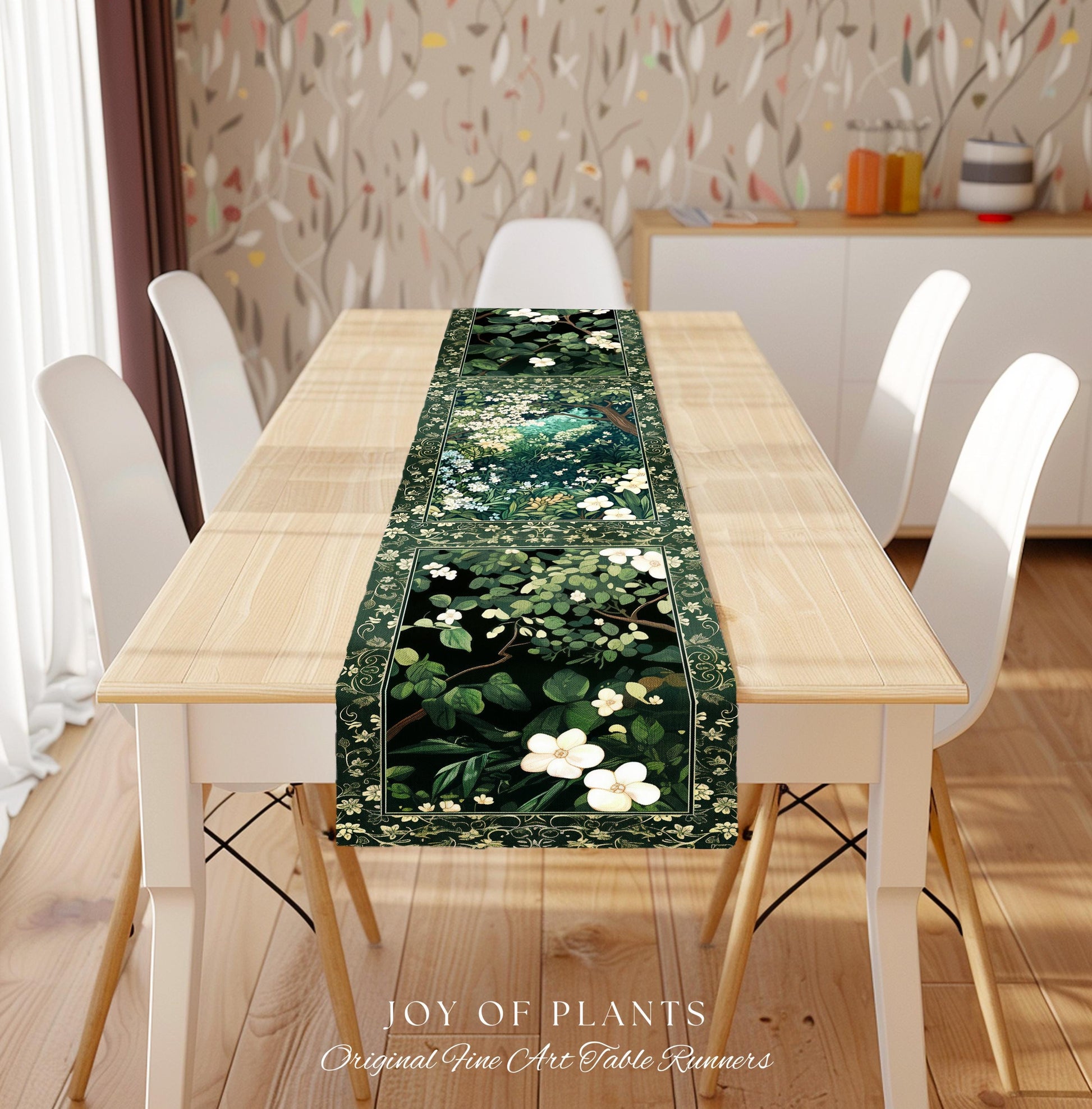 Botanical Aesthetic Forest Table Runner Dark Cottagecore Folklore Inspired Decor | Ethereal Aesthetic Fairycore Mystic Woodland Dining Room