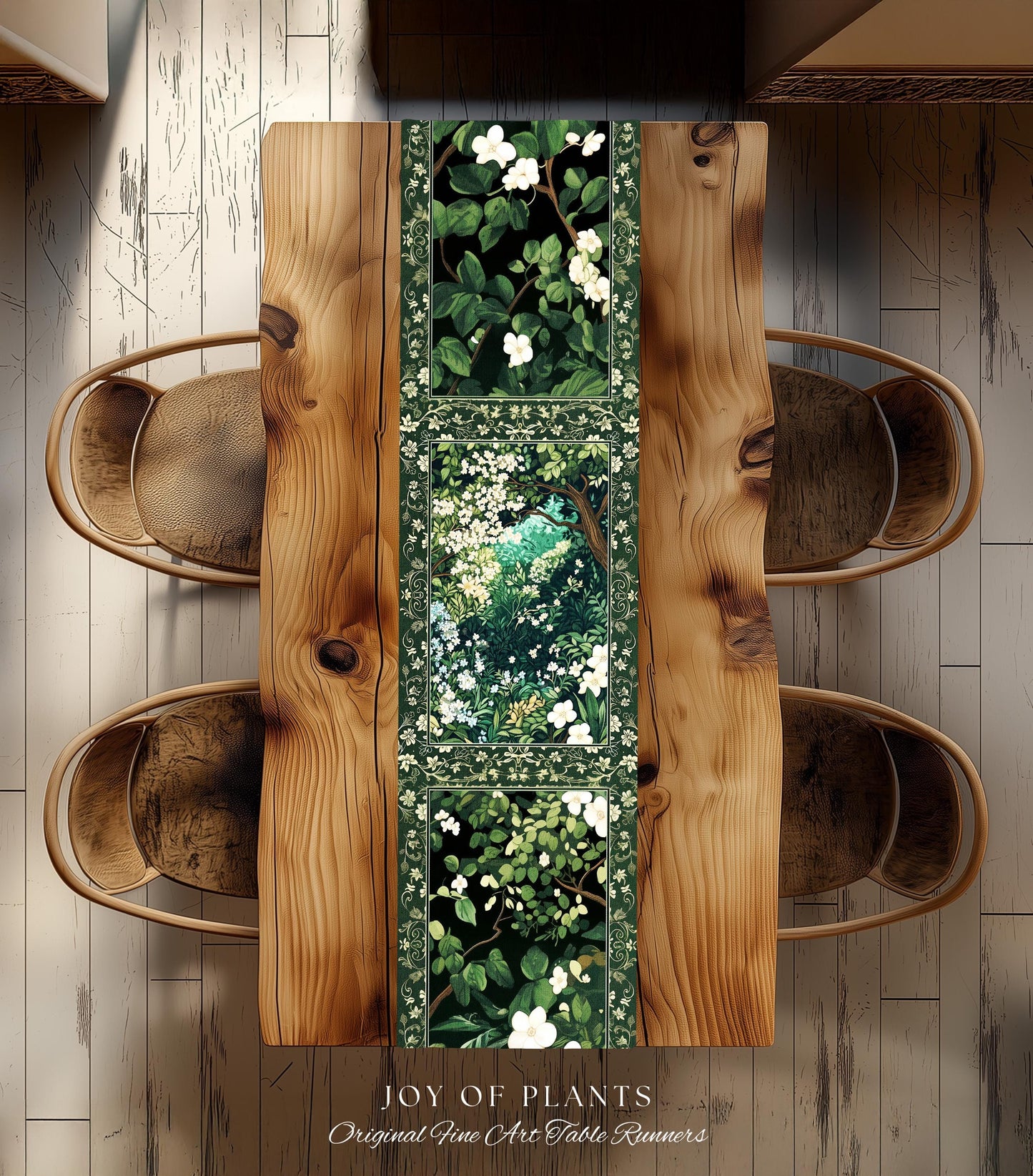 Botanical Aesthetic Forest Table Runner Dark Cottagecore Folklore Inspired Decor | Ethereal Aesthetic Fairycore Mystic Woodland Dining Room