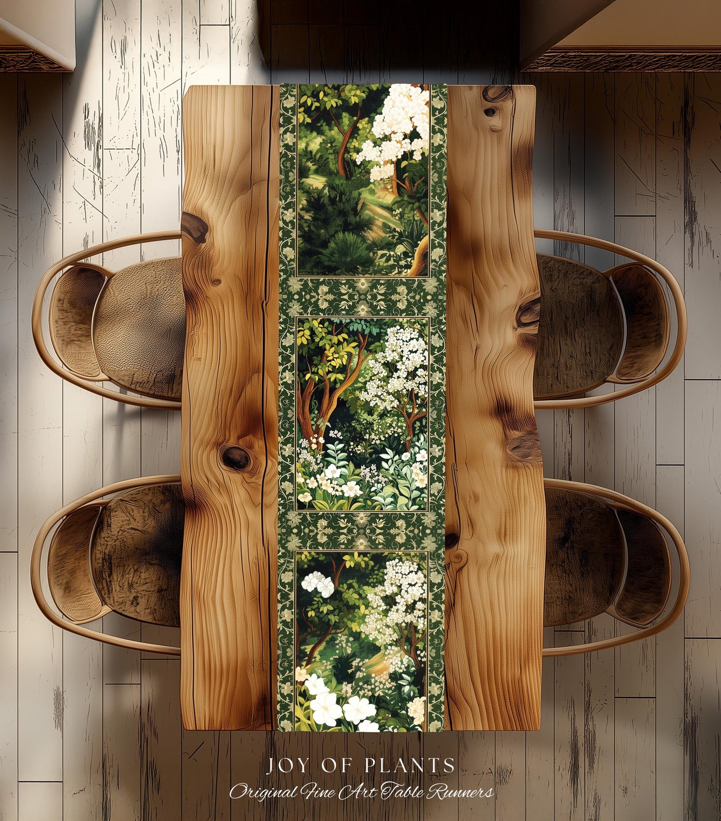 Wildflower Meadow Botanical Table Runner Fairy Inspired Dining Room | Cottagecore Folklore Decor Ethereal Aesthetic Bohemian Fairycore Style