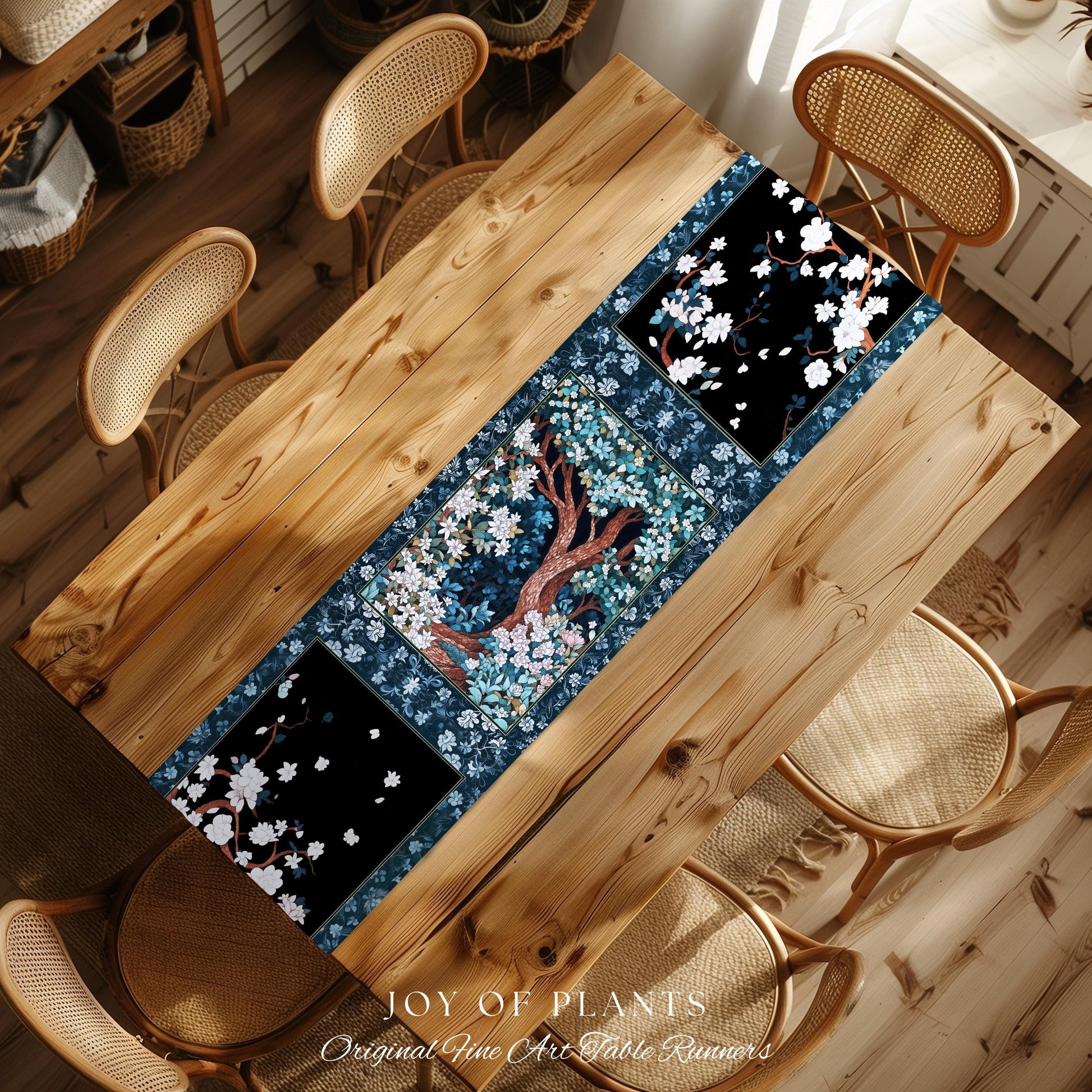 Bohemian Tree Table Runner Magical Aesthetic Folklore Forest Ethereal | Nature Inspired Woodland Magic Wildflower Fairycore Dining Room Boho