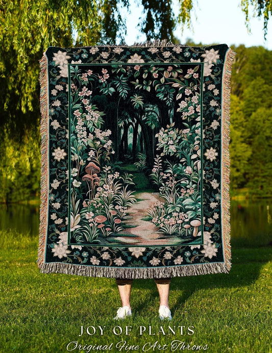 Cottagecore Woodland Nature Tapestry Blanket Whimsigoth Folklore Decor | Ethereal Aesthetic Forestcore Nature Magic Fairy Inspired Throw