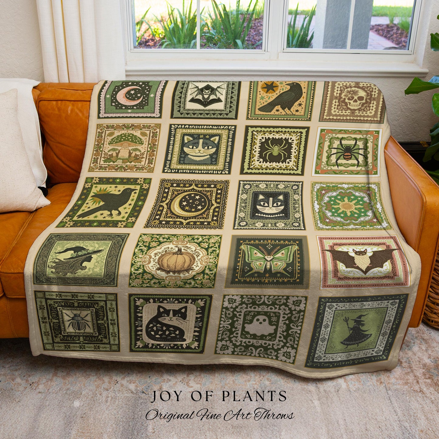 Boho Pastel Gothic Halloween Throw | Cozy Witchy Blanket Whimsigoth Bedroom Accent Witchcore Tapestry Gift Spooky Season Maximalist Decor |