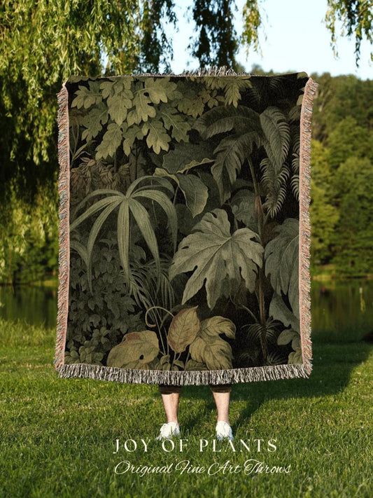 Mystic Forest Woven Blanket | Nature Inspired Blanket Woven Tapestry Botanical Fairy Grunge Room Decor Crowcore Art Cottagecore Room Decor |
