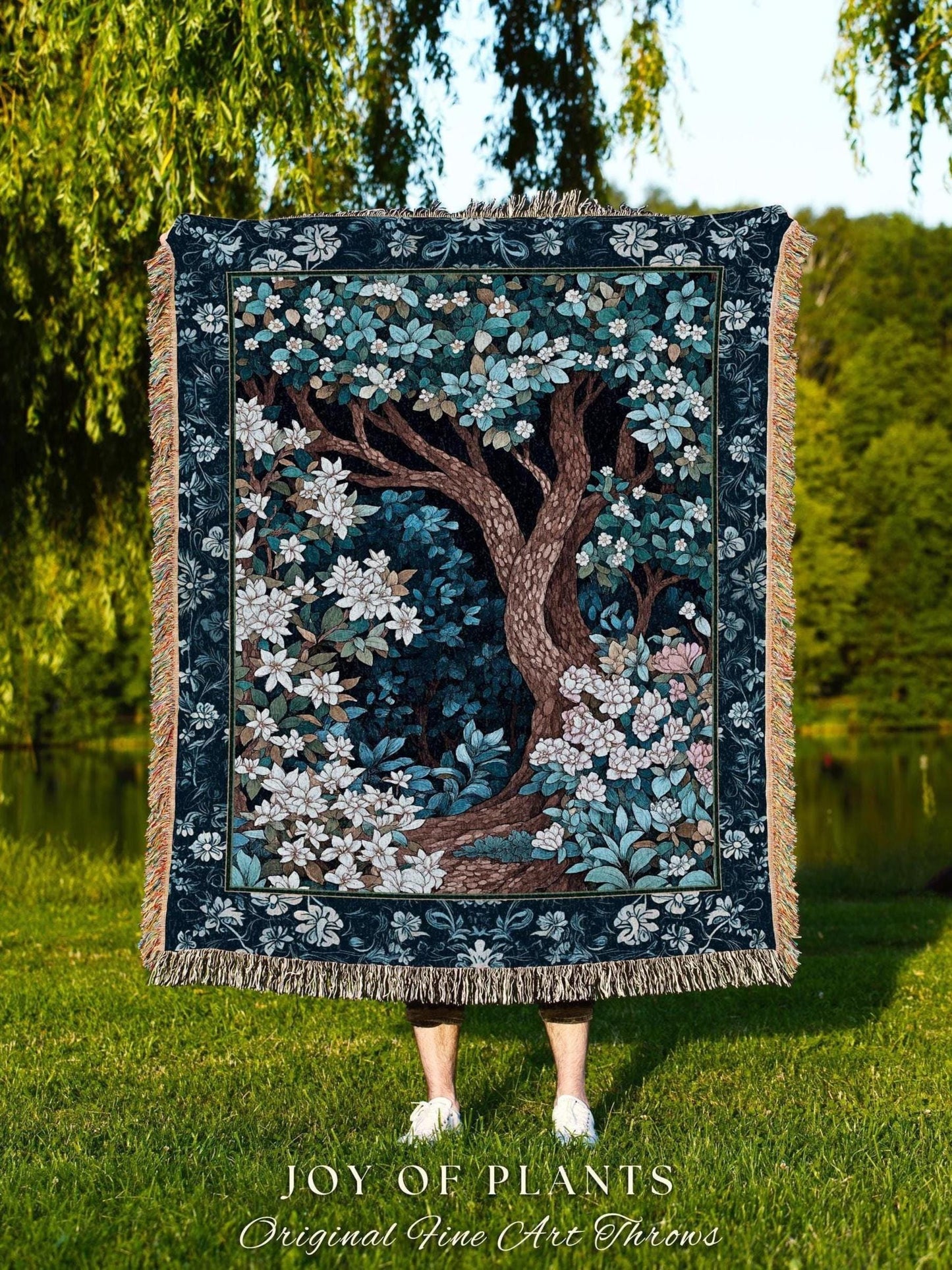 Bohemian Tree Tapestry Blanket Magical Aesthetic Folklore Forest Ethereal Throw | Nature Inspired Woodland Magic Wildflower Fairycore Decor