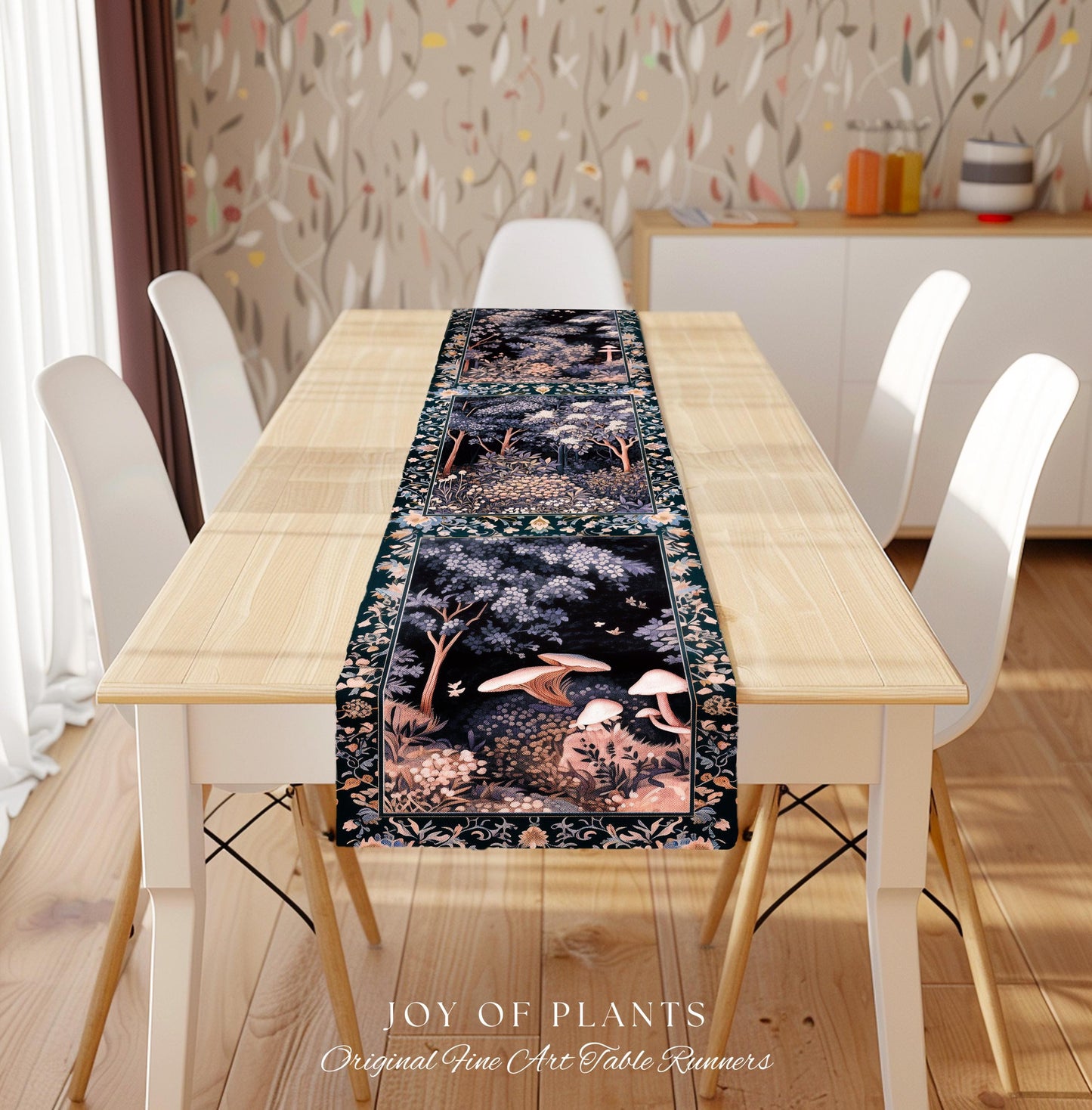 Fairycore Aesthetic Botanical Table Runner Dark Academia Lavender Purple Nature Inspired Ethereal Woodland Wildflowers Enchanted Decorations