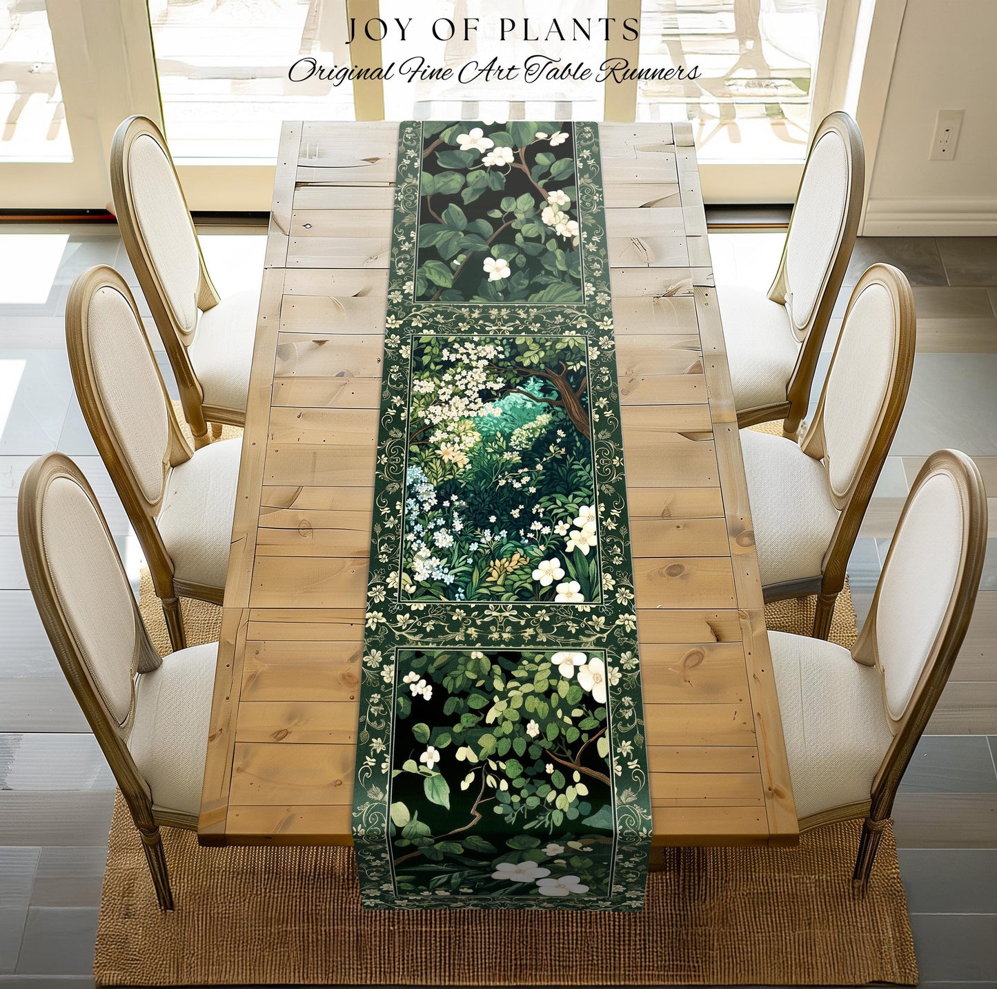 Botanical Aesthetic Forest Table Runner Dark Cottagecore Folklore Inspired Decor | Ethereal Aesthetic Fairycore Mystic Woodland Dining Room