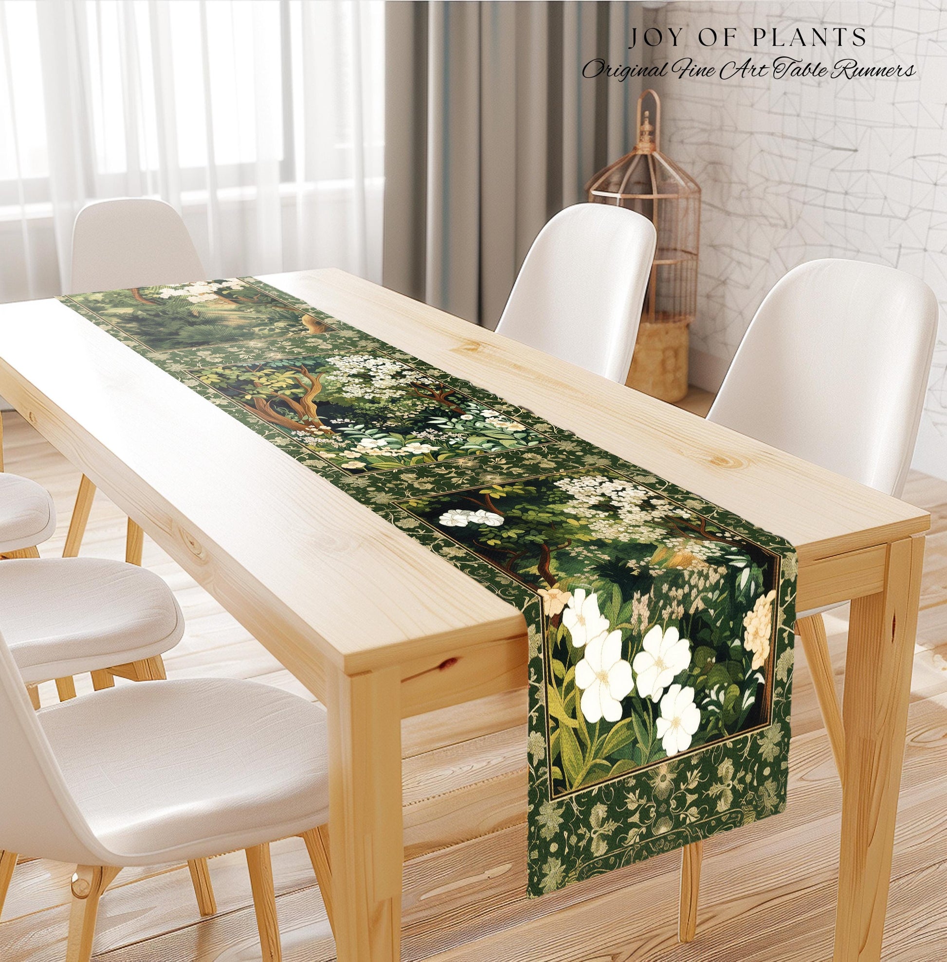 Wildflower Meadow Botanical Table Runner Fairy Inspired Dining Room | Cottagecore Folklore Decor Ethereal Aesthetic Bohemian Fairycore Style