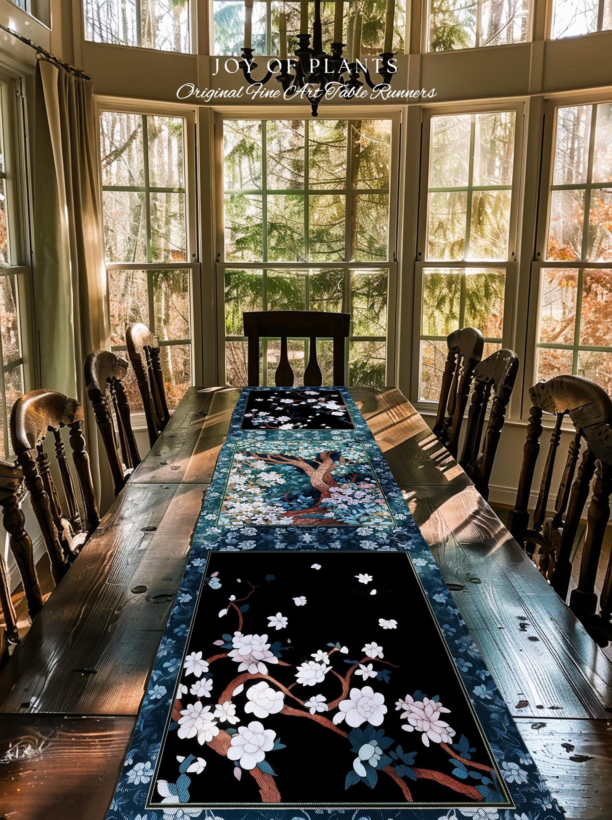Bohemian Tree Table Runner Magical Aesthetic Folklore Forest Ethereal | Nature Inspired Woodland Magic Wildflower Fairycore Dining Room Boho