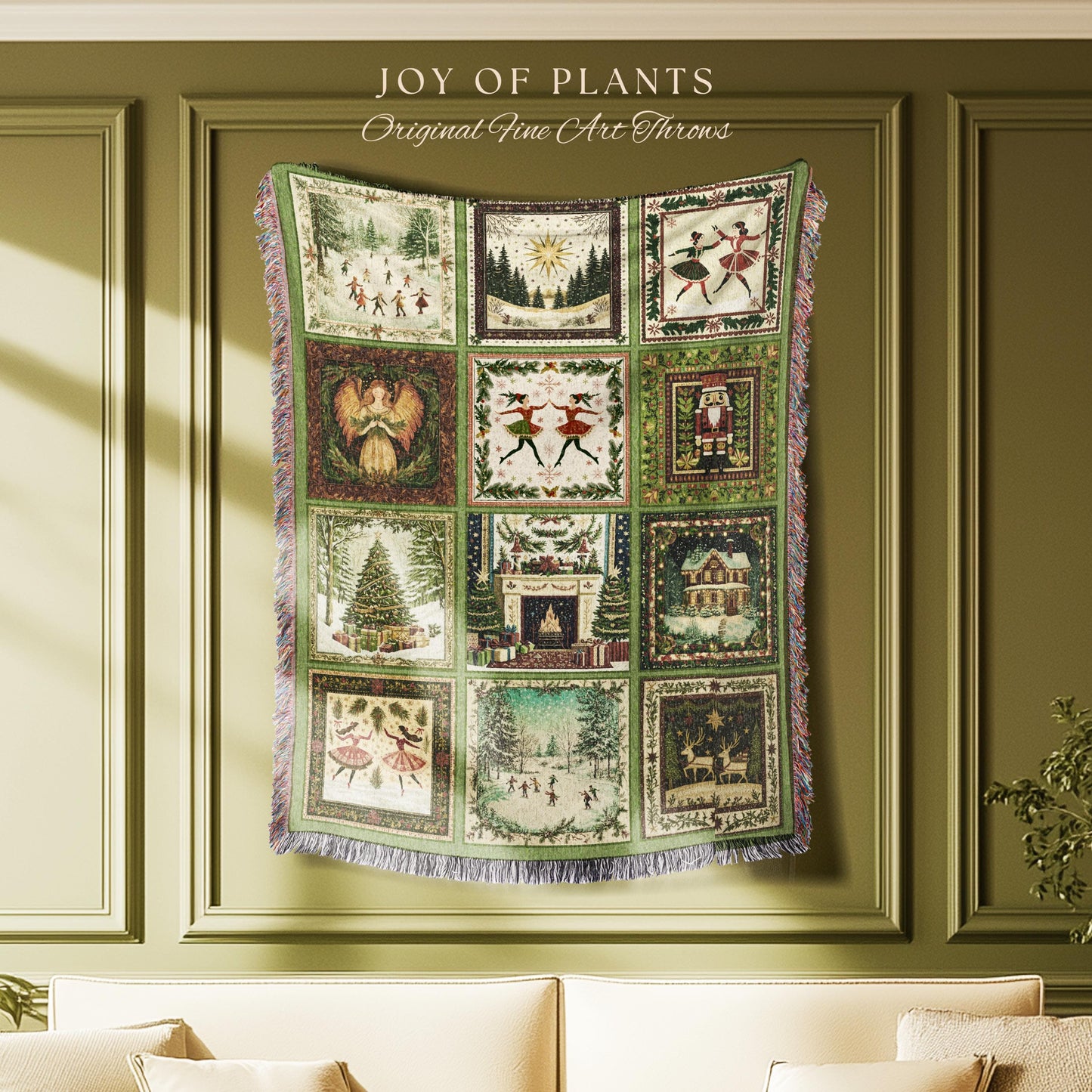 Scandinavian Christmas Cozy Throw | Retro Xmas Boho Holiday Blanket Winter Wonderland Nostalgia Whimsical Woven Accent Festive Gift Cute |