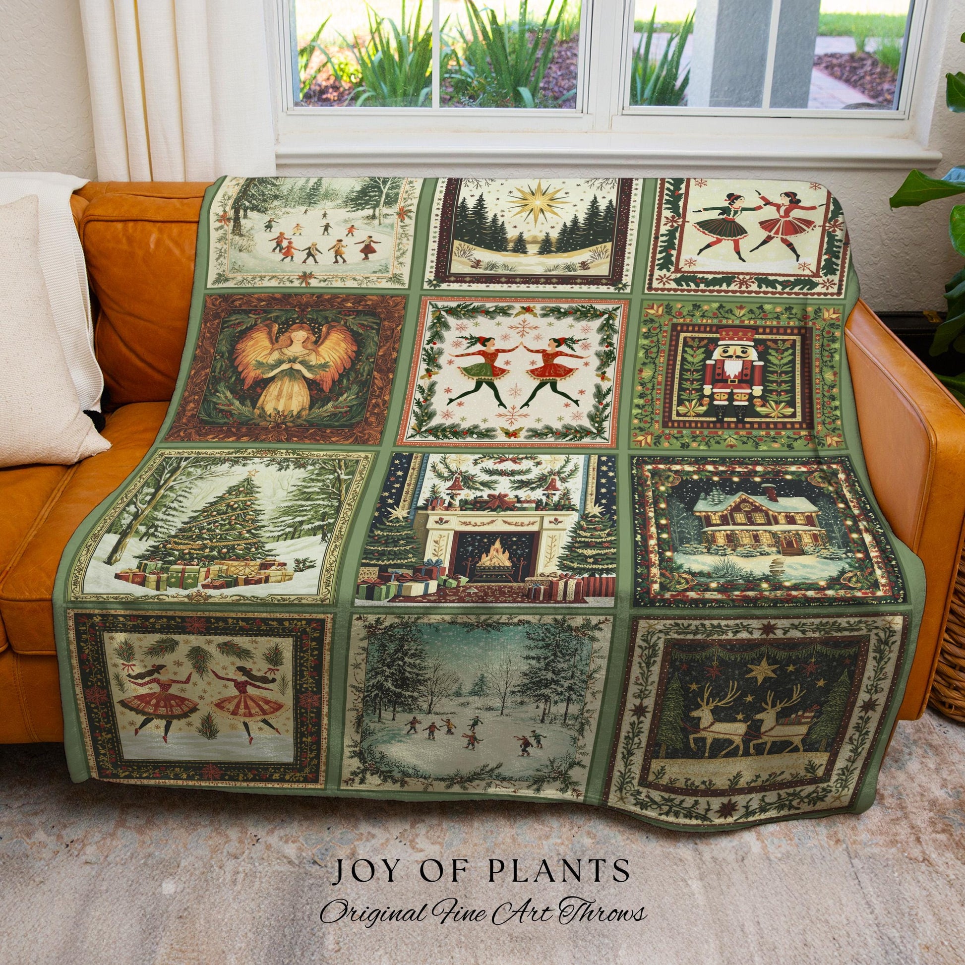 Scandinavian Christmas Cozy Throw | Retro Xmas Boho Holiday Blanket Winter Wonderland Nostalgia Whimsical Woven Accent Festive Gift Cute |