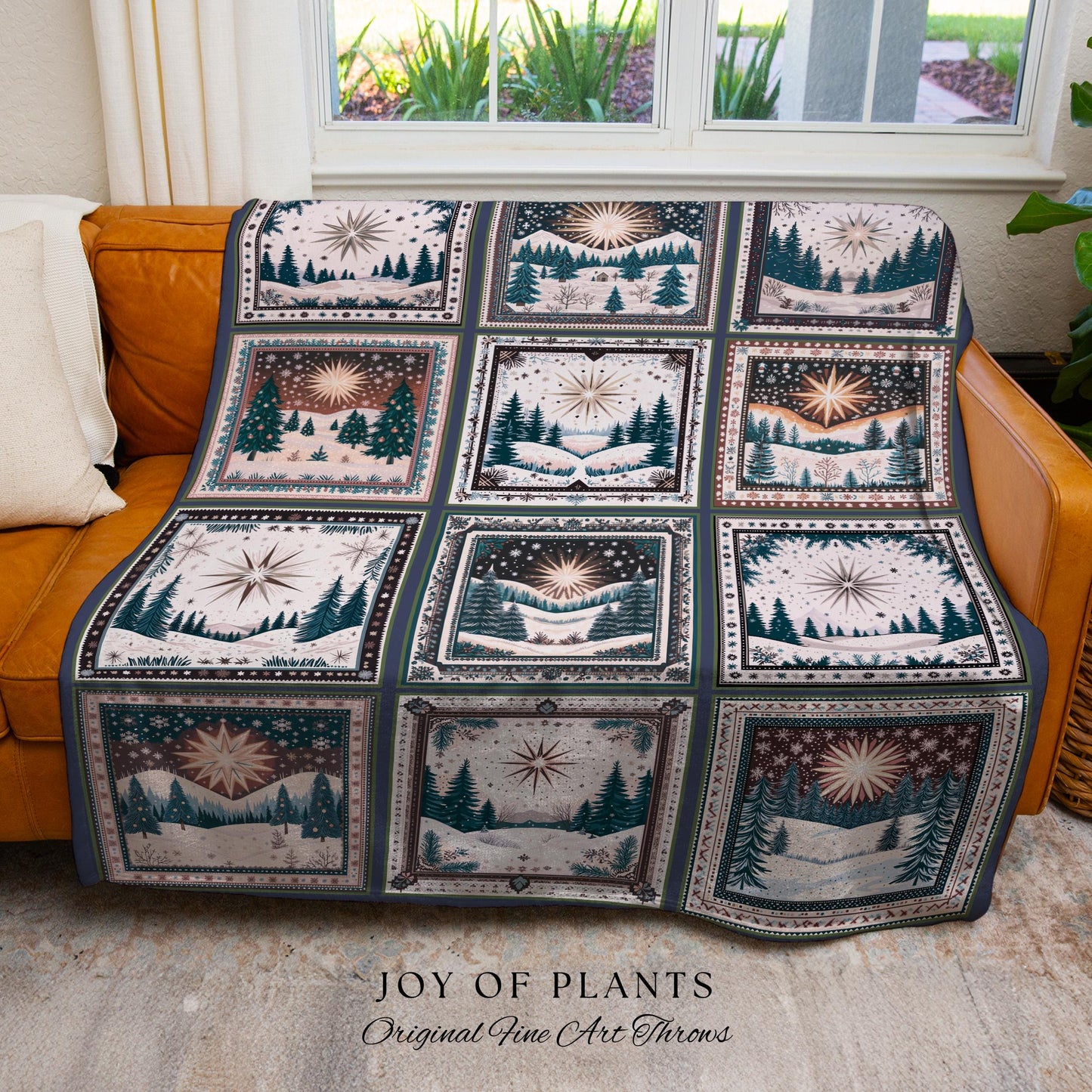 Winter Elegance Scandi Blanket | Mystic North Star Boho Cozy Hygge Throw Nordic Wonderland Country Cottagecore Tapestry Winter Aesthetic |