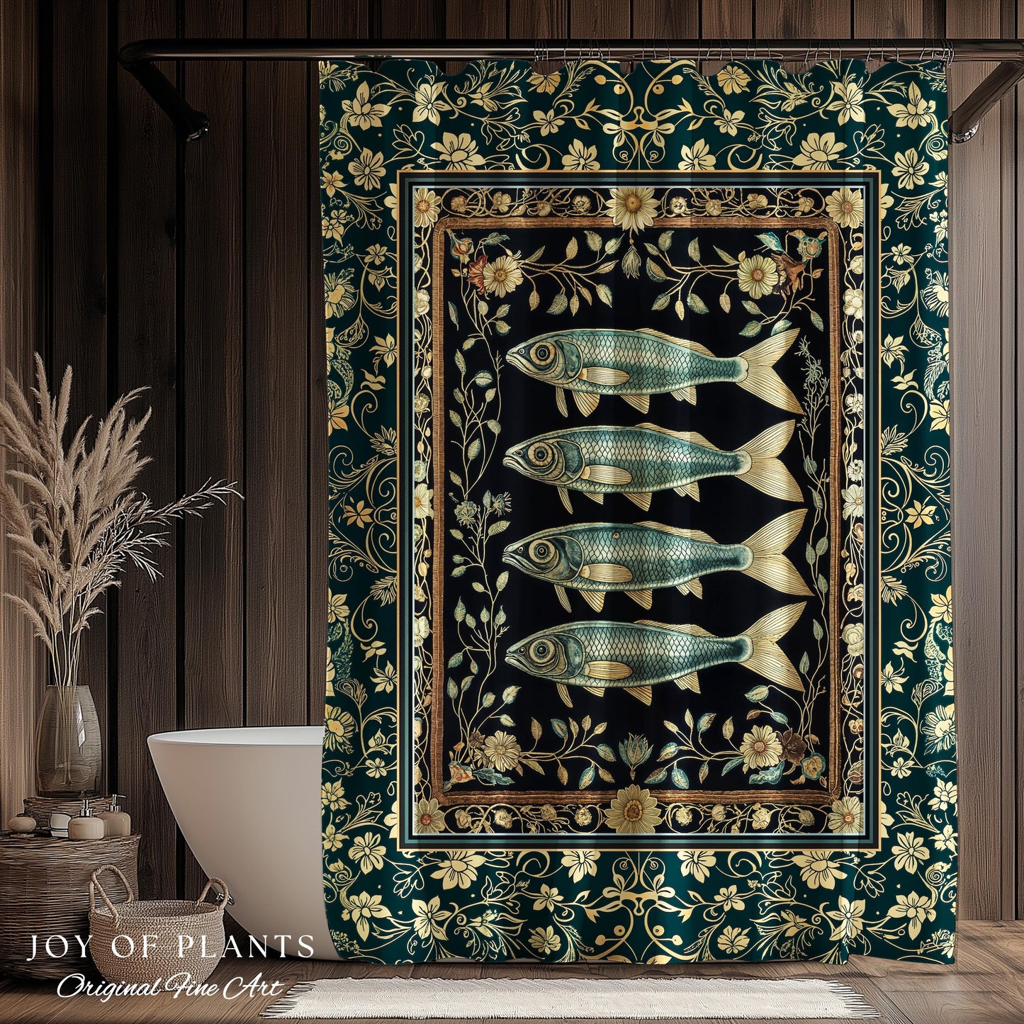 Costal Theme Eclectic Sardine Shower Curtain | Beachy Bathroom Accent Ocean Inspired Costal Aesthetic Mermaidcore Sea Lover Wall Decor Indie