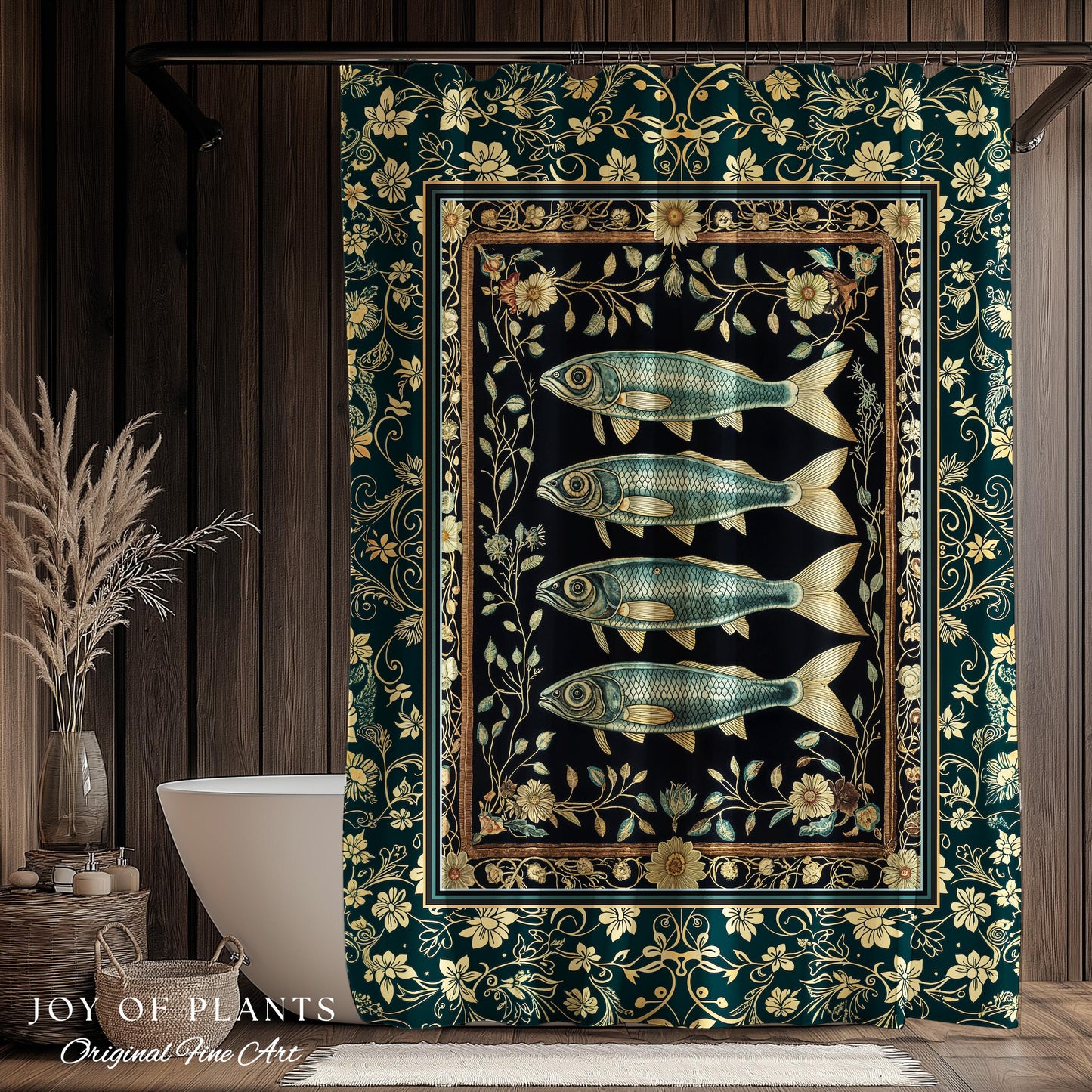 Costal Theme Eclectic Sardine Shower Curtain | Beachy Bathroom Accent Ocean Inspired Costal Aesthetic Mermaidcore Sea Lover Wall Decor Indie