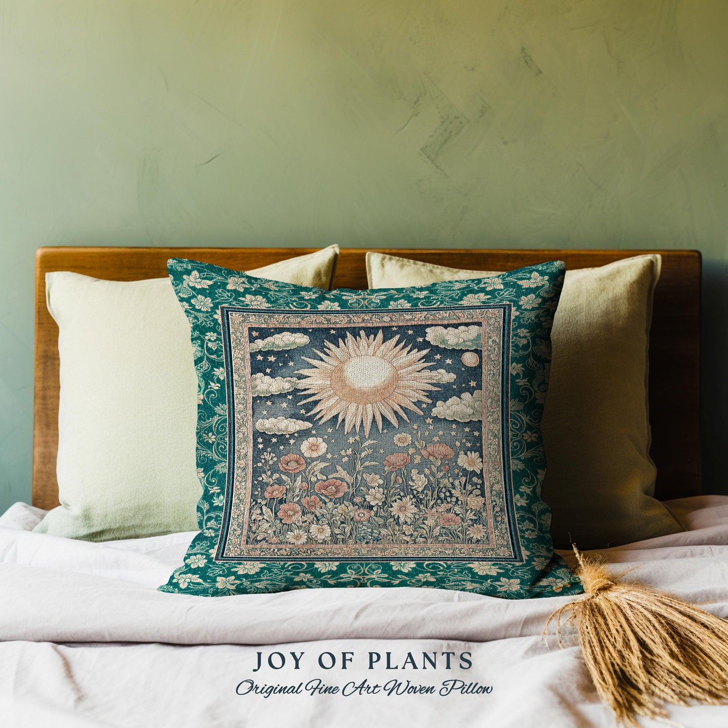 Maximalist Sun Goddess Decorative Tree Cushion Tapestry Throw Pillow