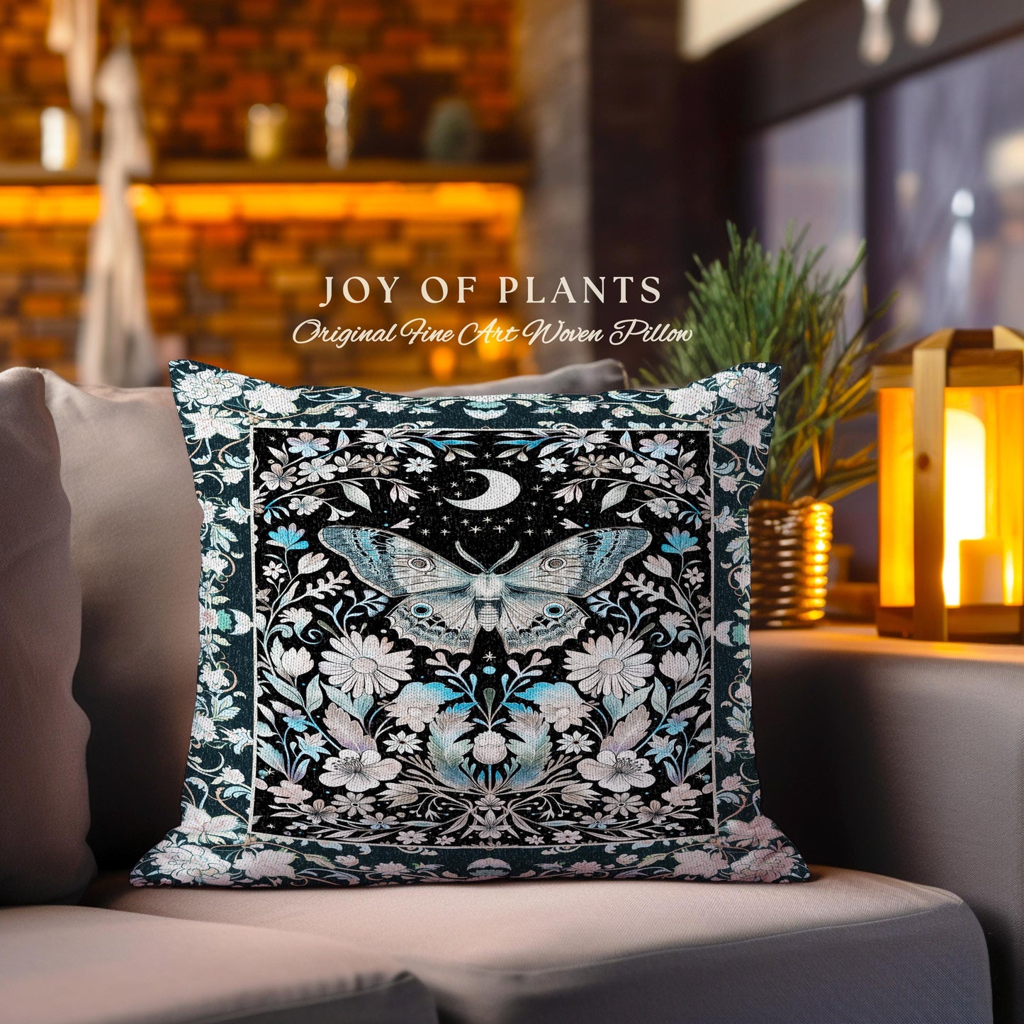 Maximalist Aesthetic Dark Academia Decorative Moth Cushion Tapestry Throw Pillow