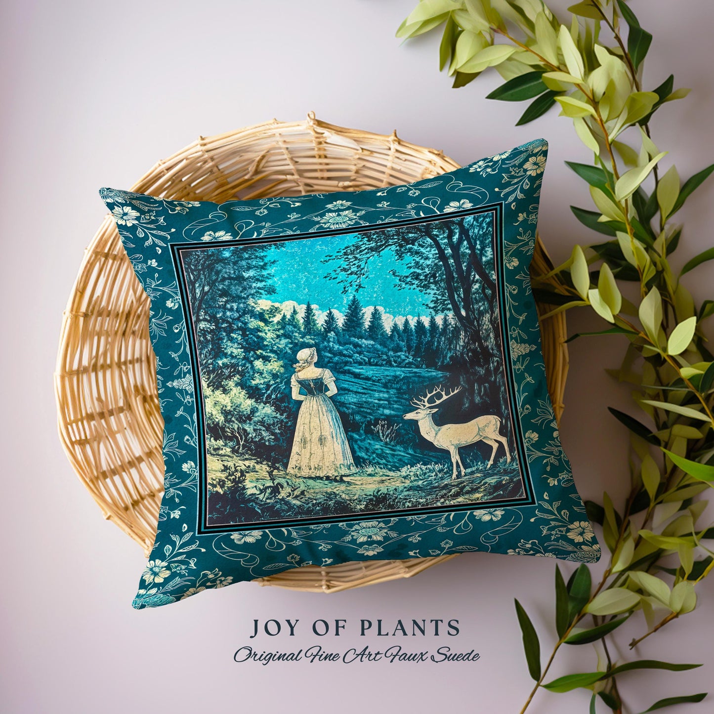 Cerulean Cottagecore Landscape Tapestry Pillow Decorative Throw Cushion